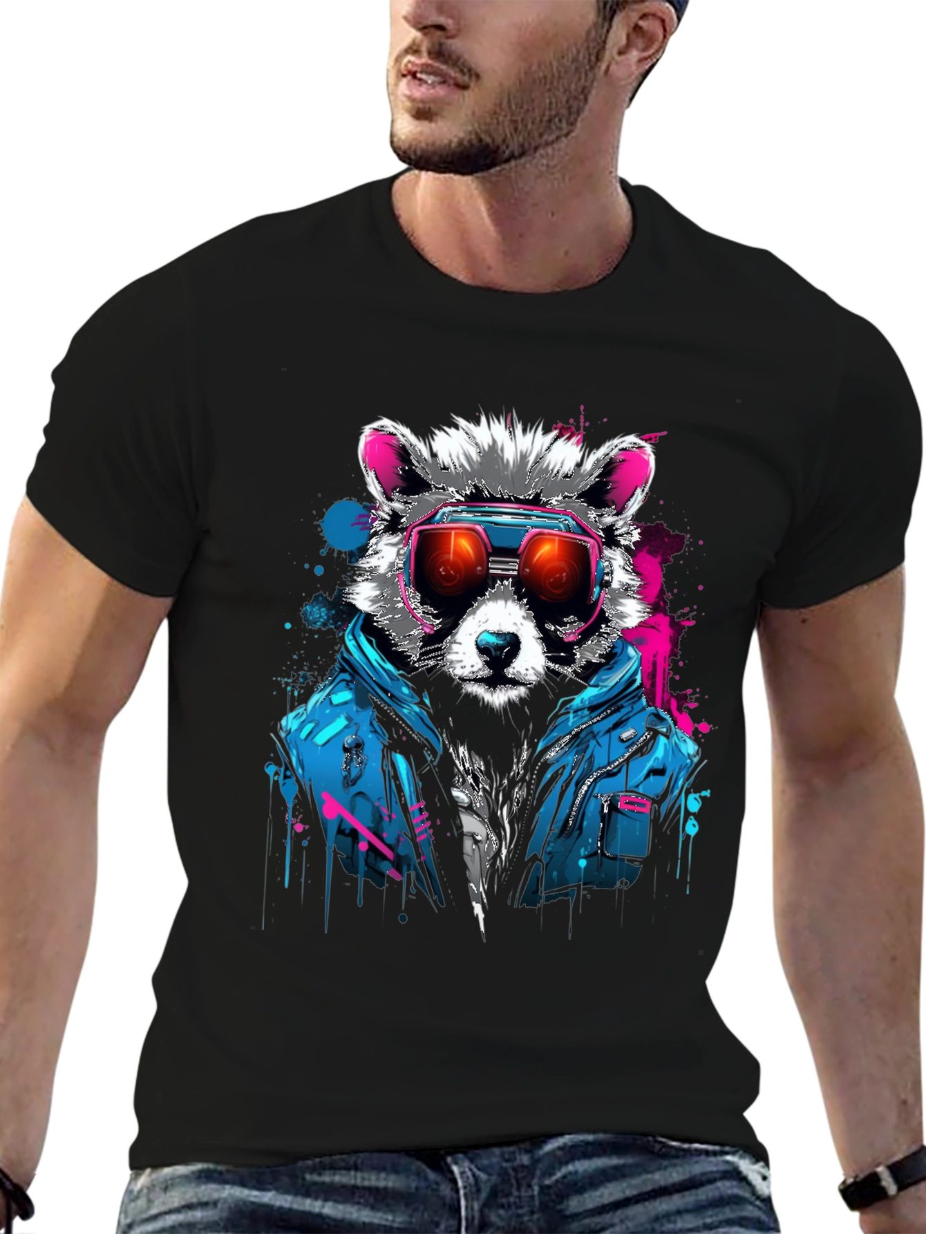 Raccoon Retro Wave Graphic T-Shirt