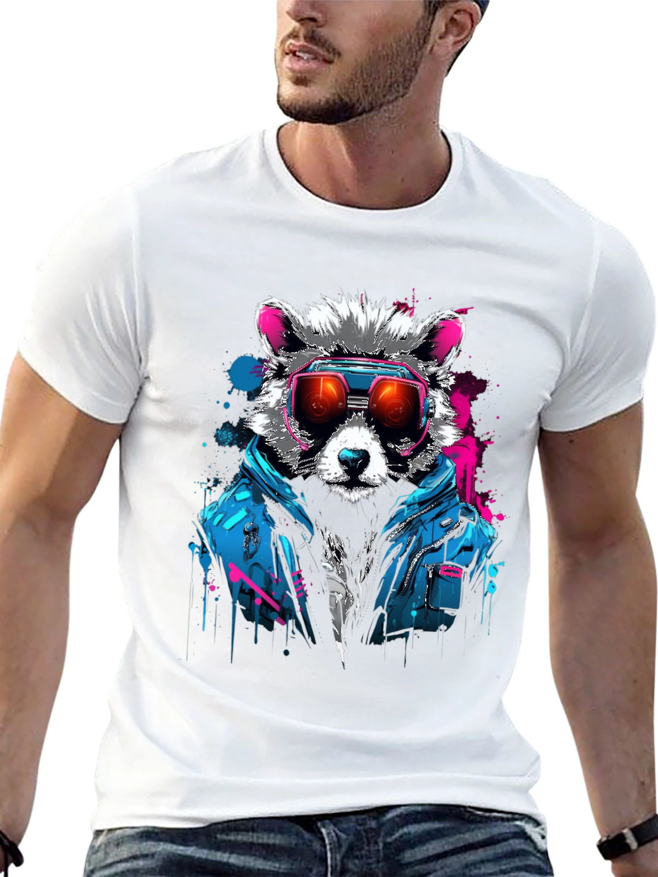 Raccoon Retro Wave Graphic T-Shirt