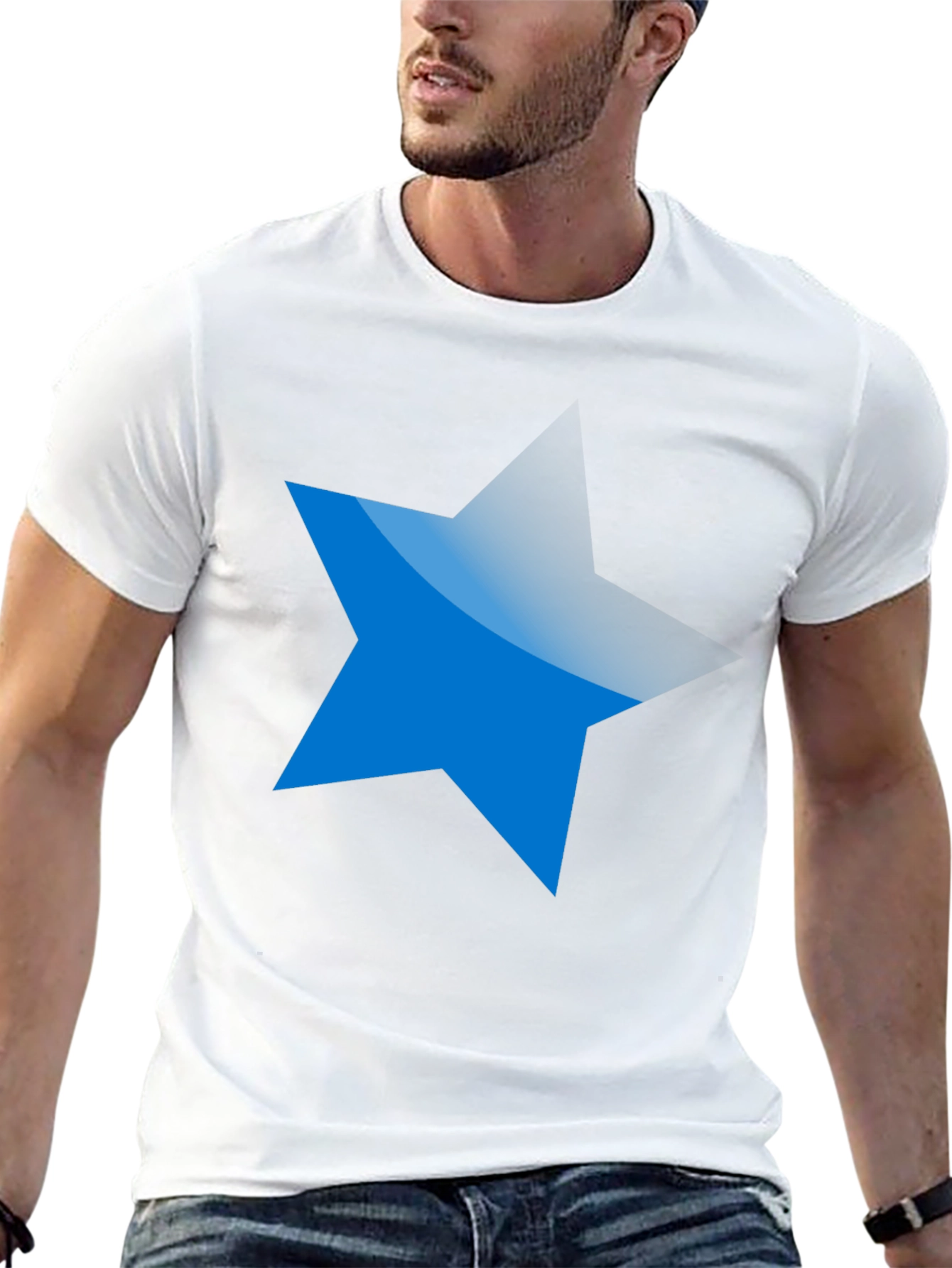 Blue Star Graphic Black T-Shirt