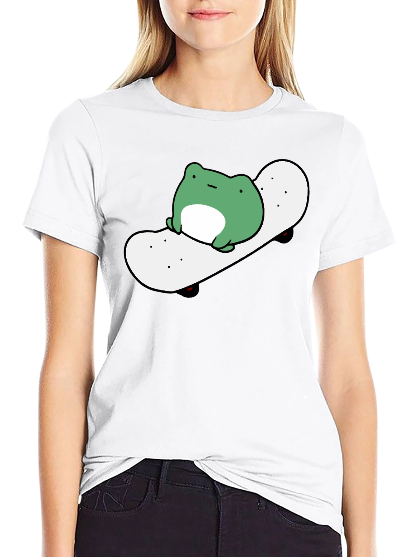 Frog Skateboard Graphic Tee - Casual Black T-Shirt