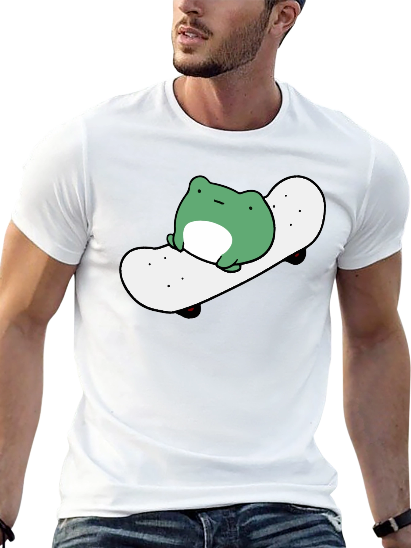 Frog Skateboard Graphic Tee - Casual Black T-Shirt