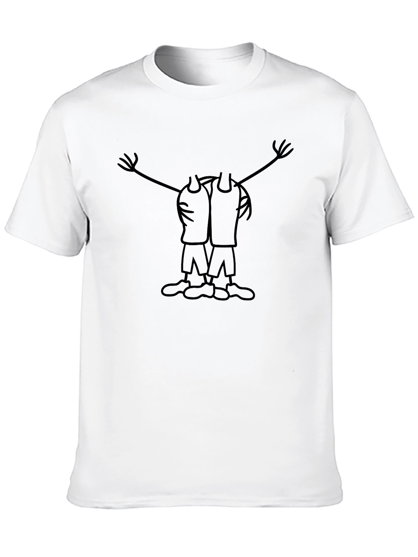 Cartoon Hugging Figures Graphic Black T-Shirt