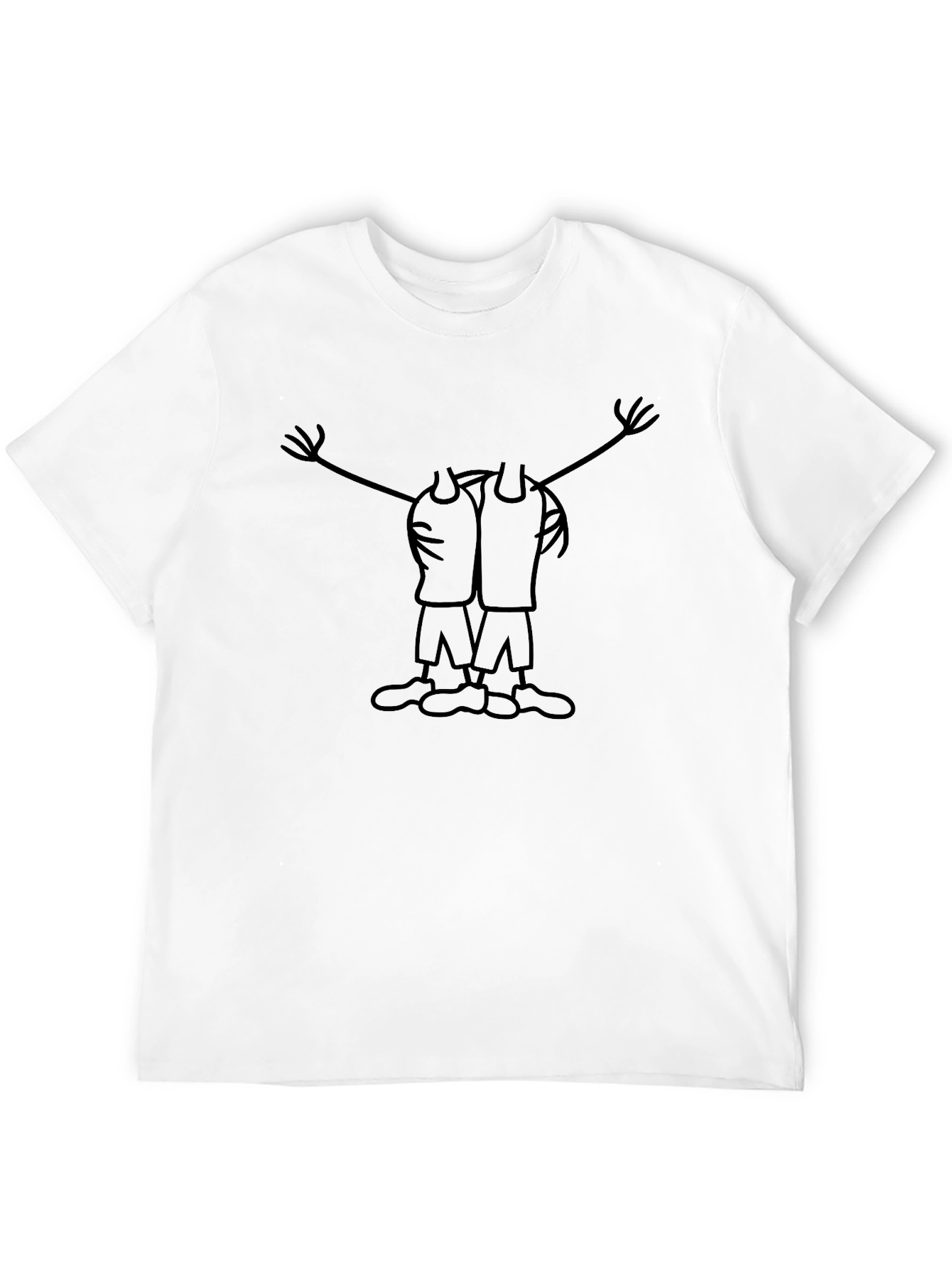 Cartoon Hugging Figures Graphic Black T-Shirt