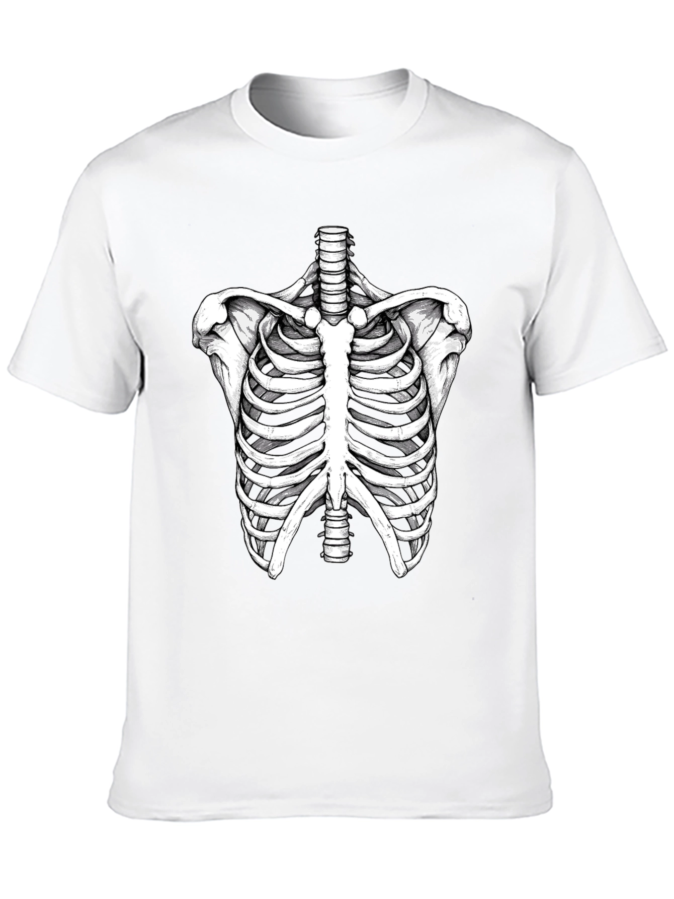 Skeleton Rib Cage Graphic Tee - Black