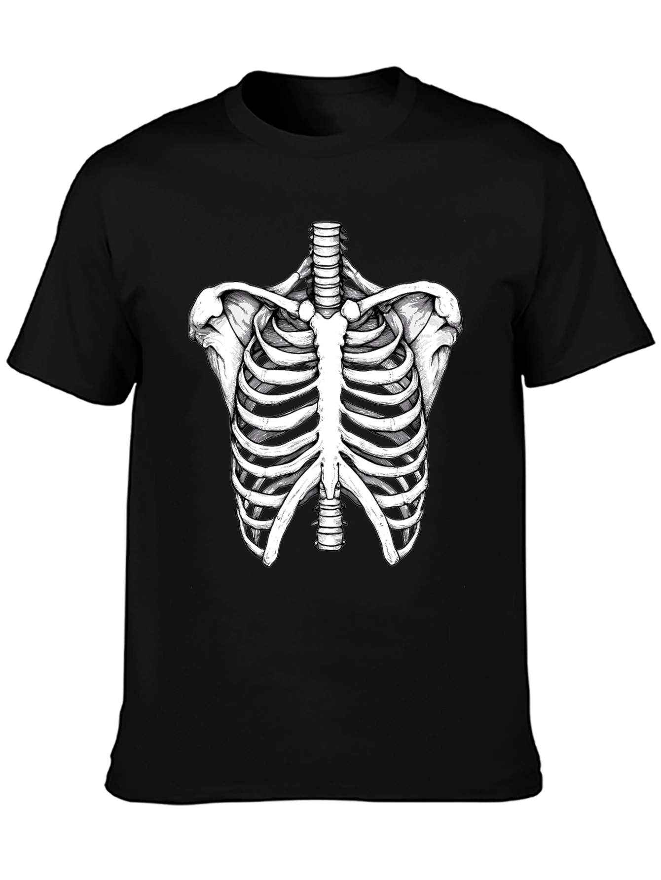 Skeleton Rib Cage Graphic Tee - Black