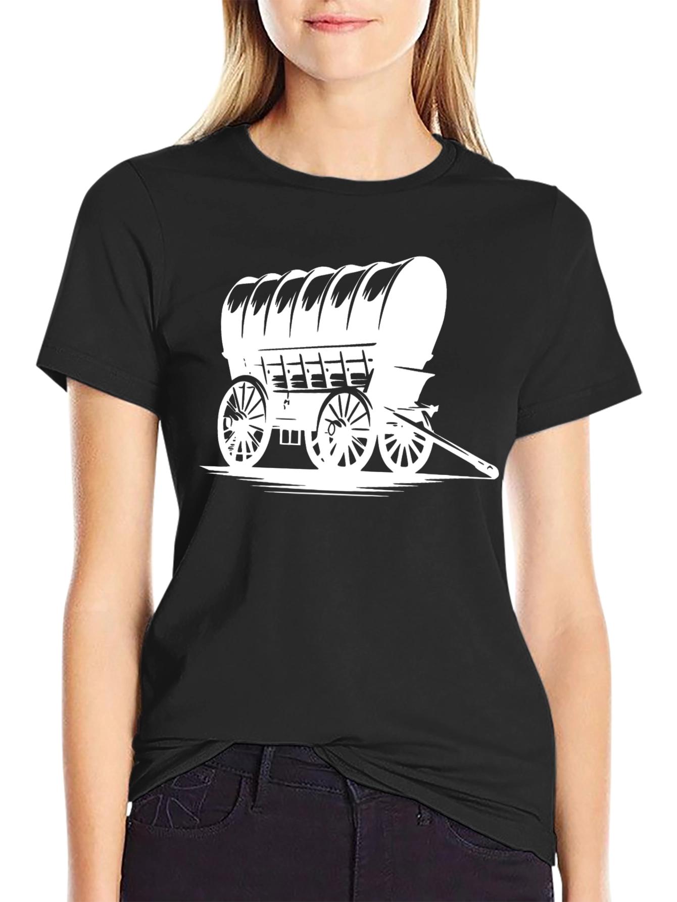 Covered Wagon Graphic Tee - Black