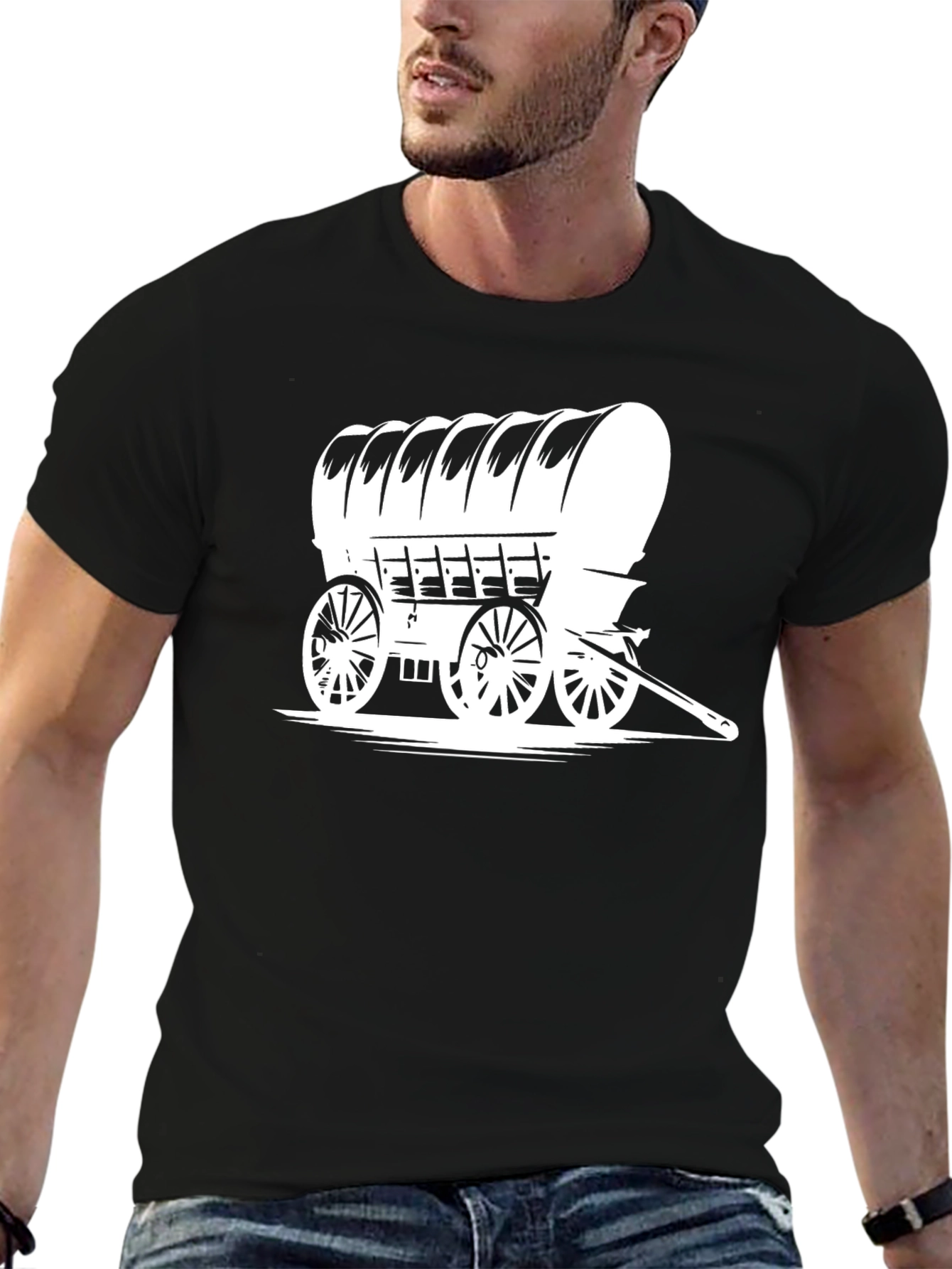 Covered Wagon Graphic Tee - Black