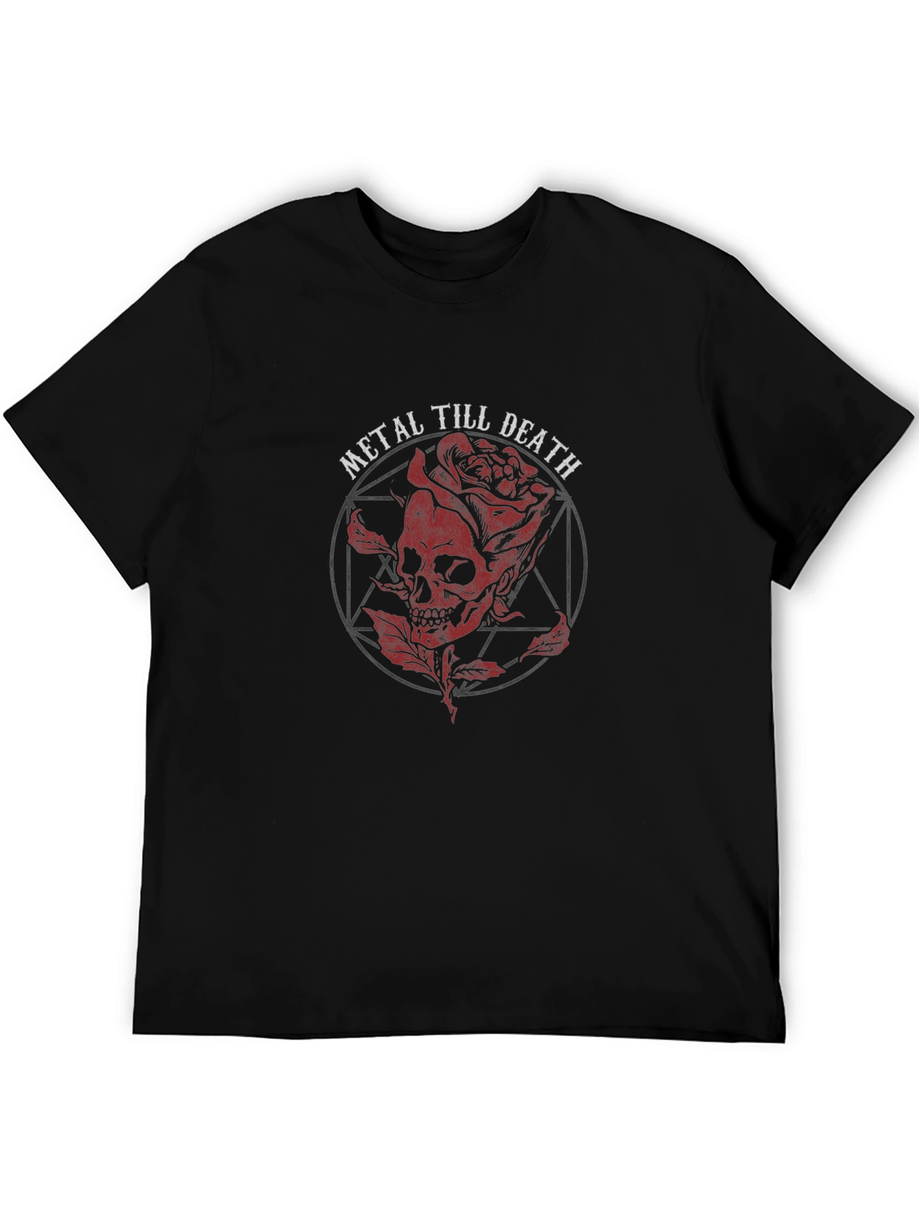 Metal Till Death Skull & Rose Graphic T-Shirt