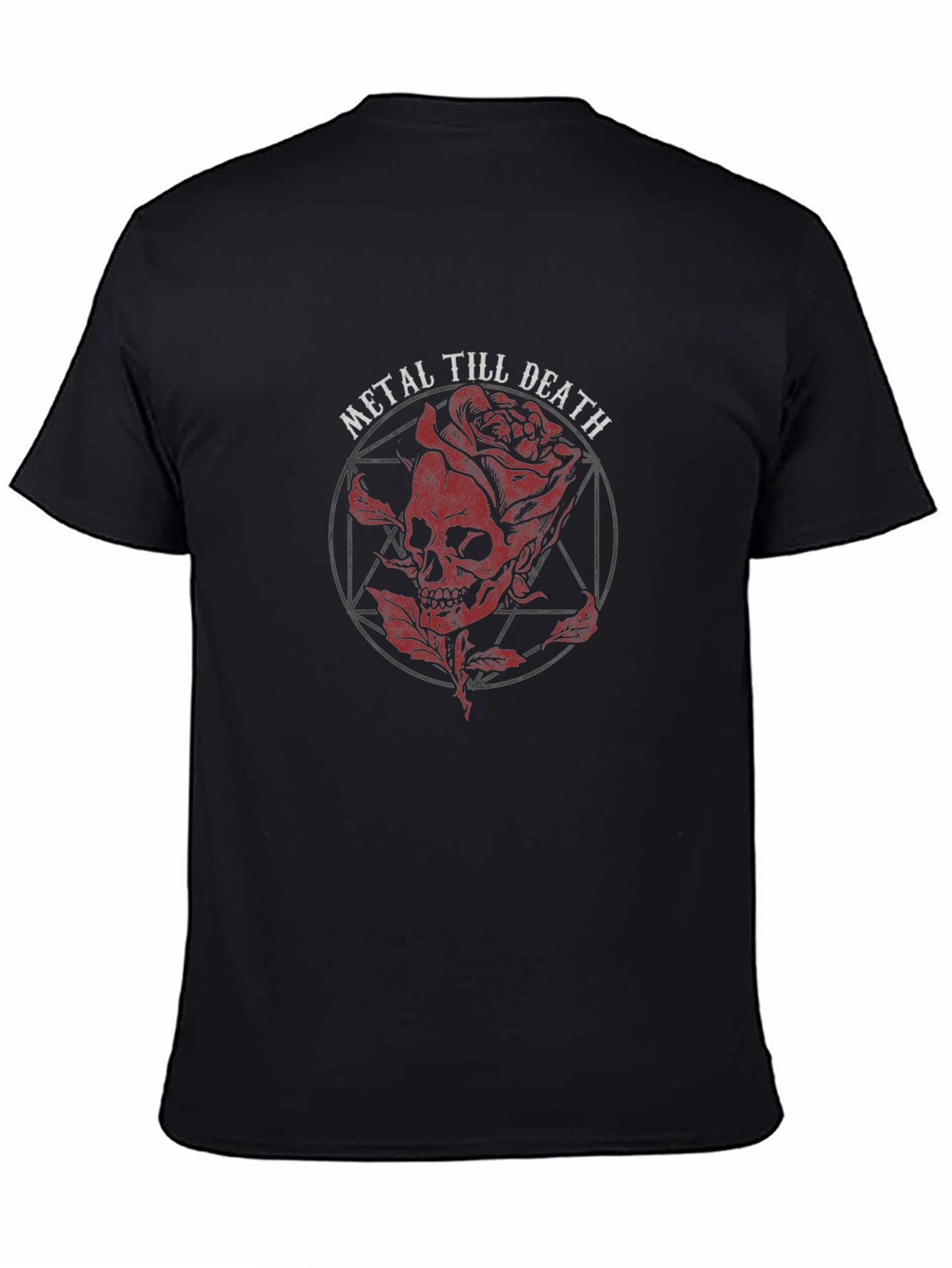 Metal Till Death Skull & Rose Graphic T-Shirt