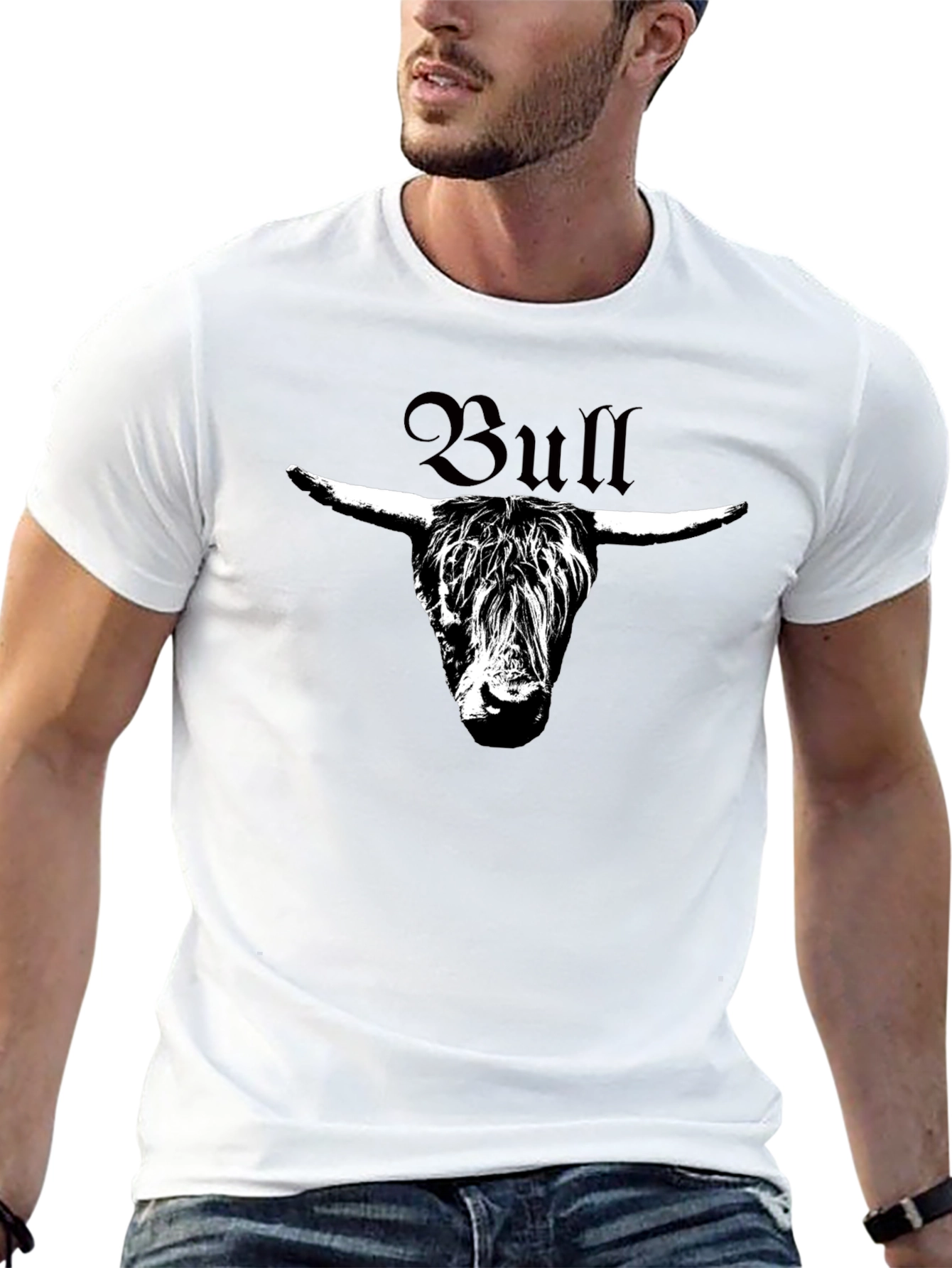 Bull Head Graphic Print Black T-Shirt