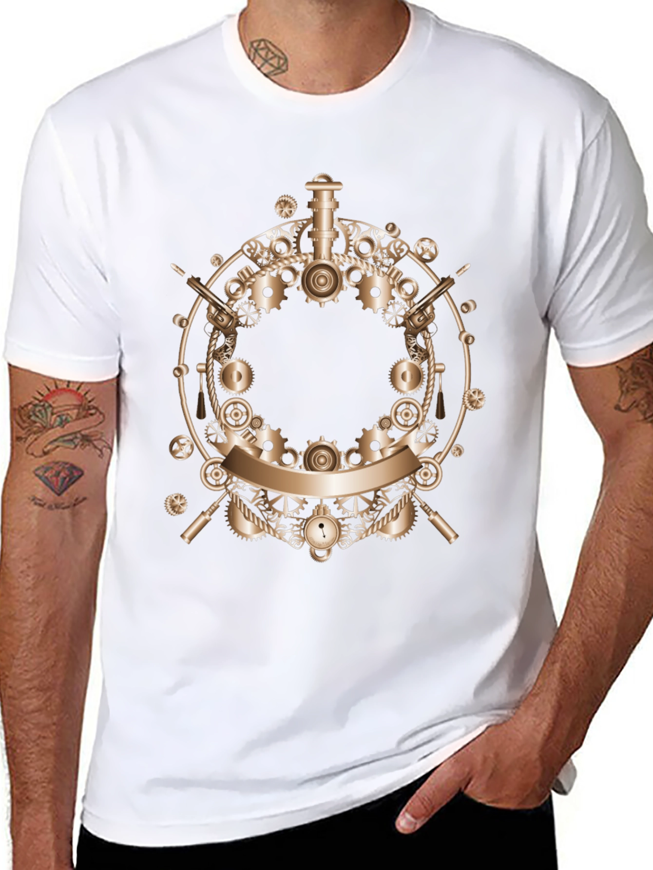Steampunk Gears Graphic T-Shirt - Unique Design