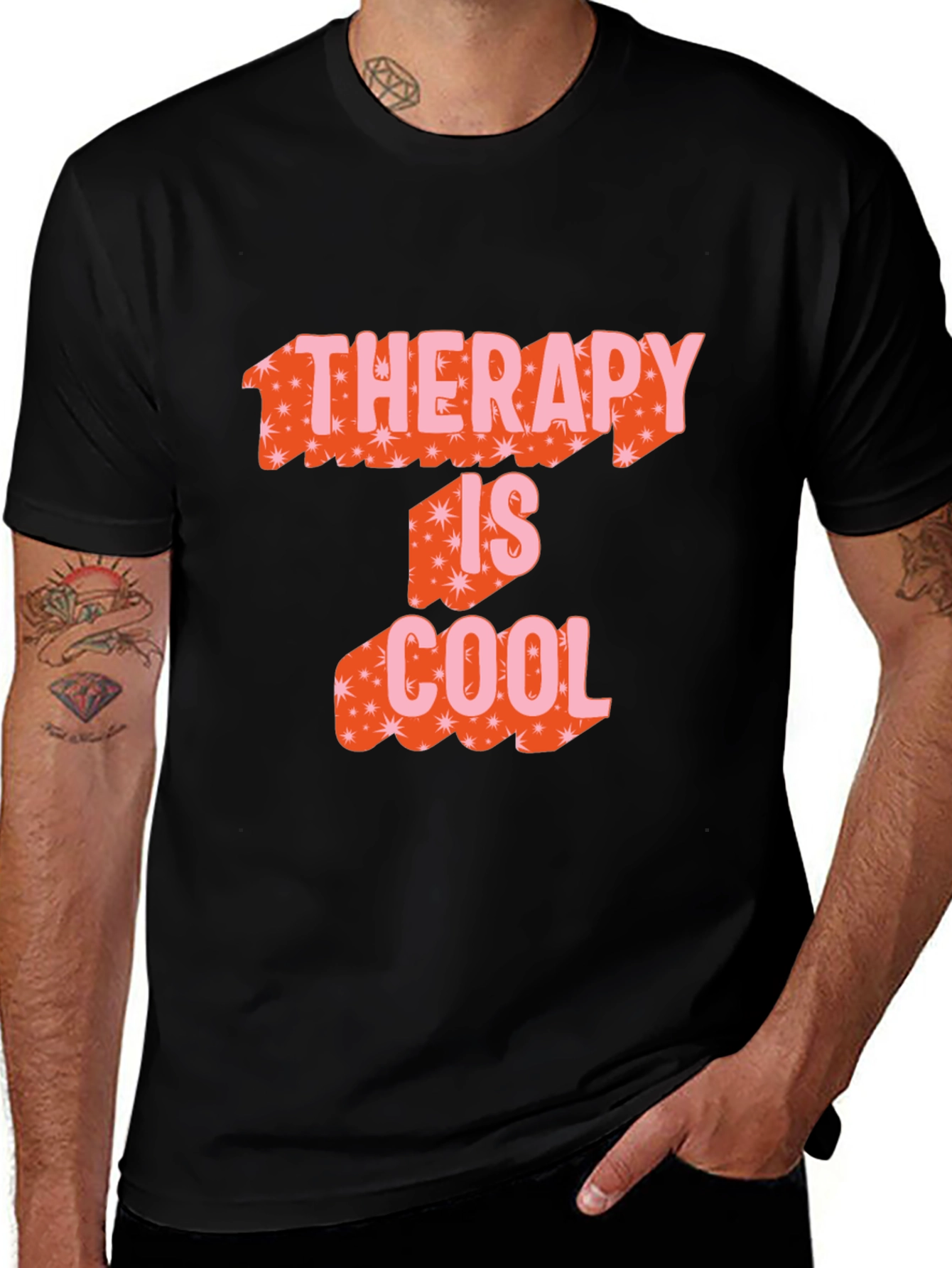 Therapy is Cool Graphic Tee - Trendy Black T-Shirt