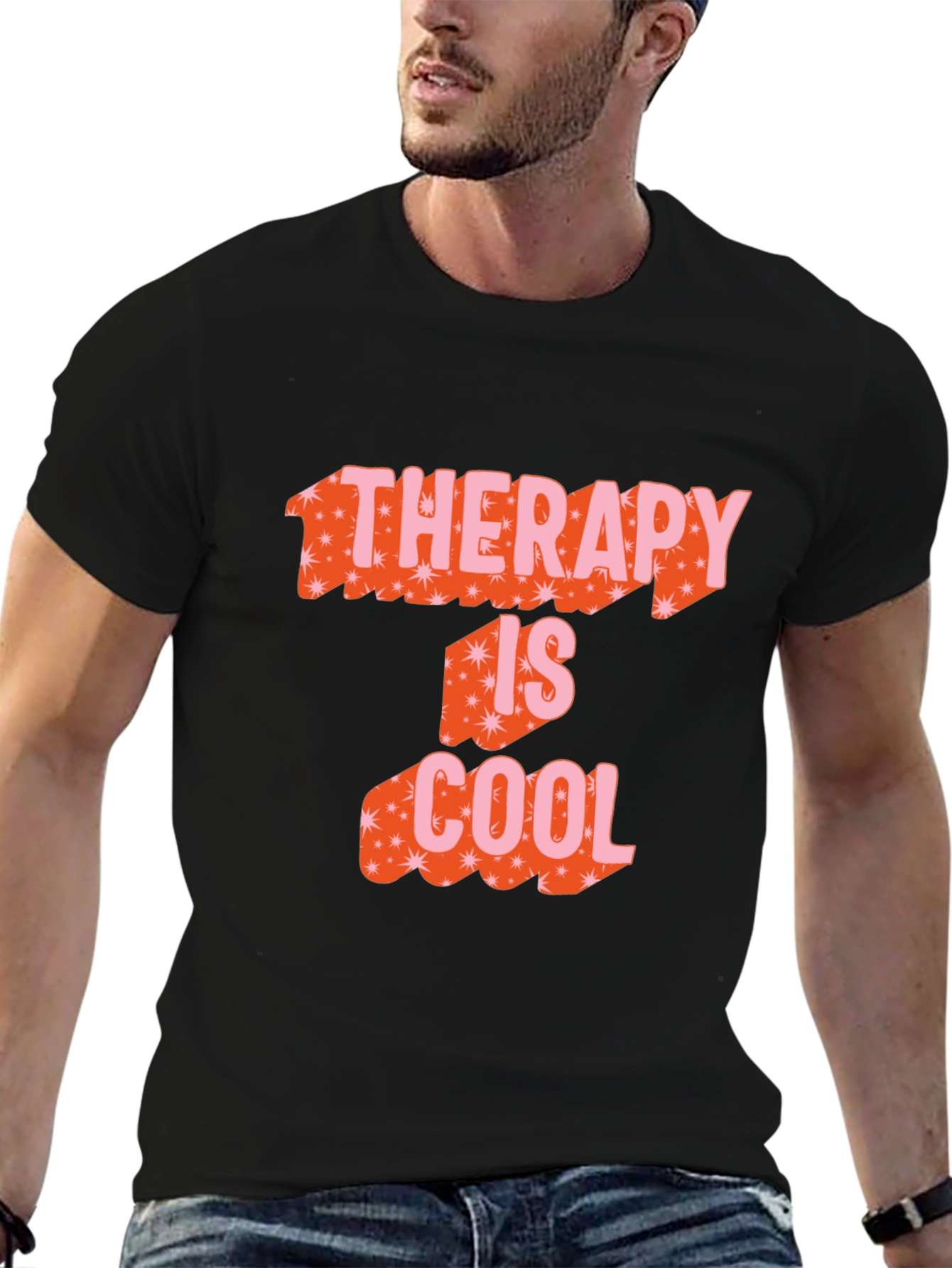 Therapy is Cool Graphic Tee - Trendy Black T-Shirt