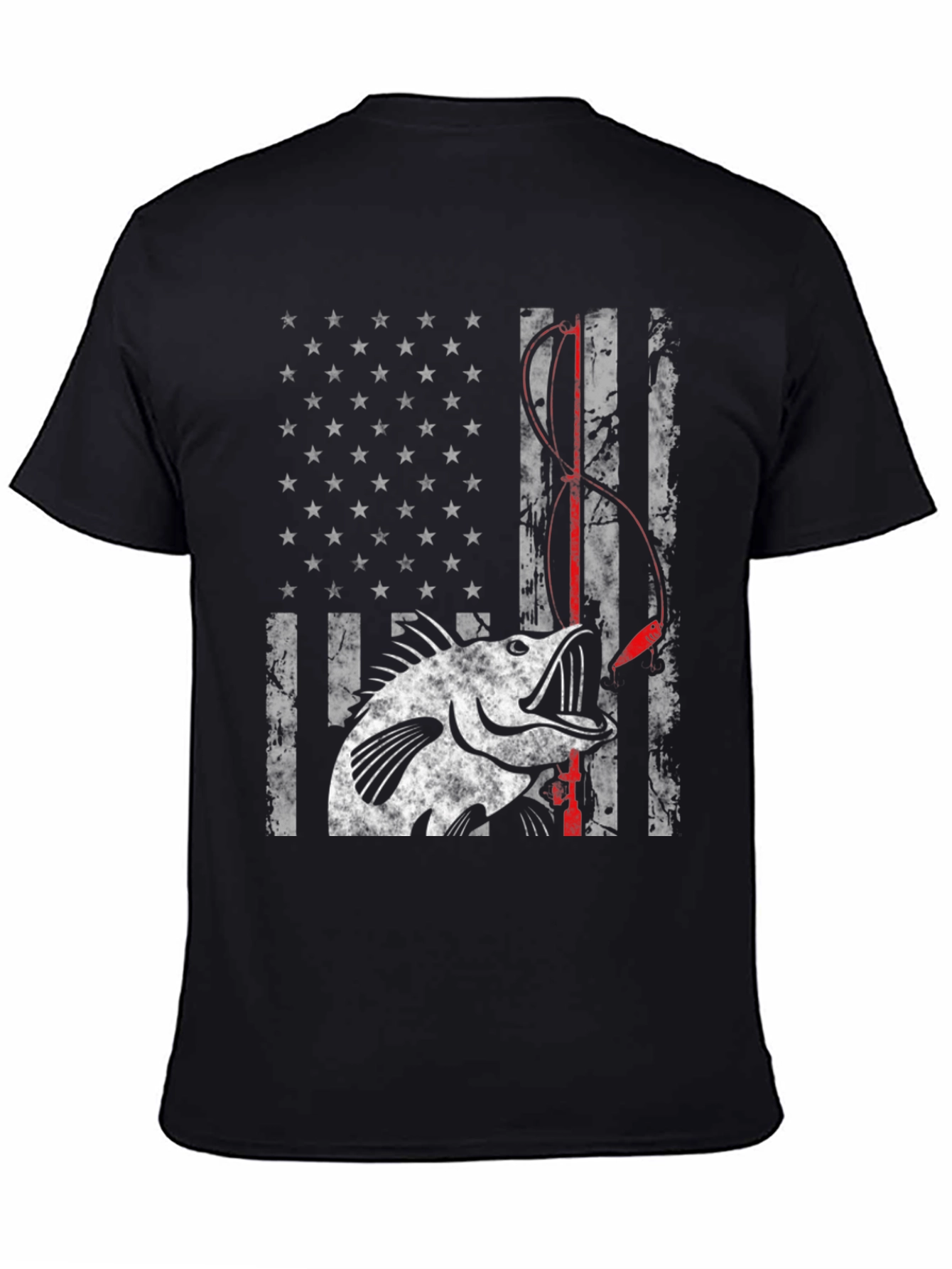 Bass Fishing American Flag Graphic Tee