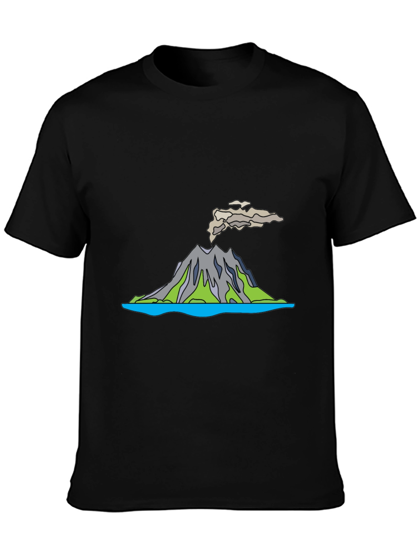 Volcano T-Shirt - Black Crew Neck