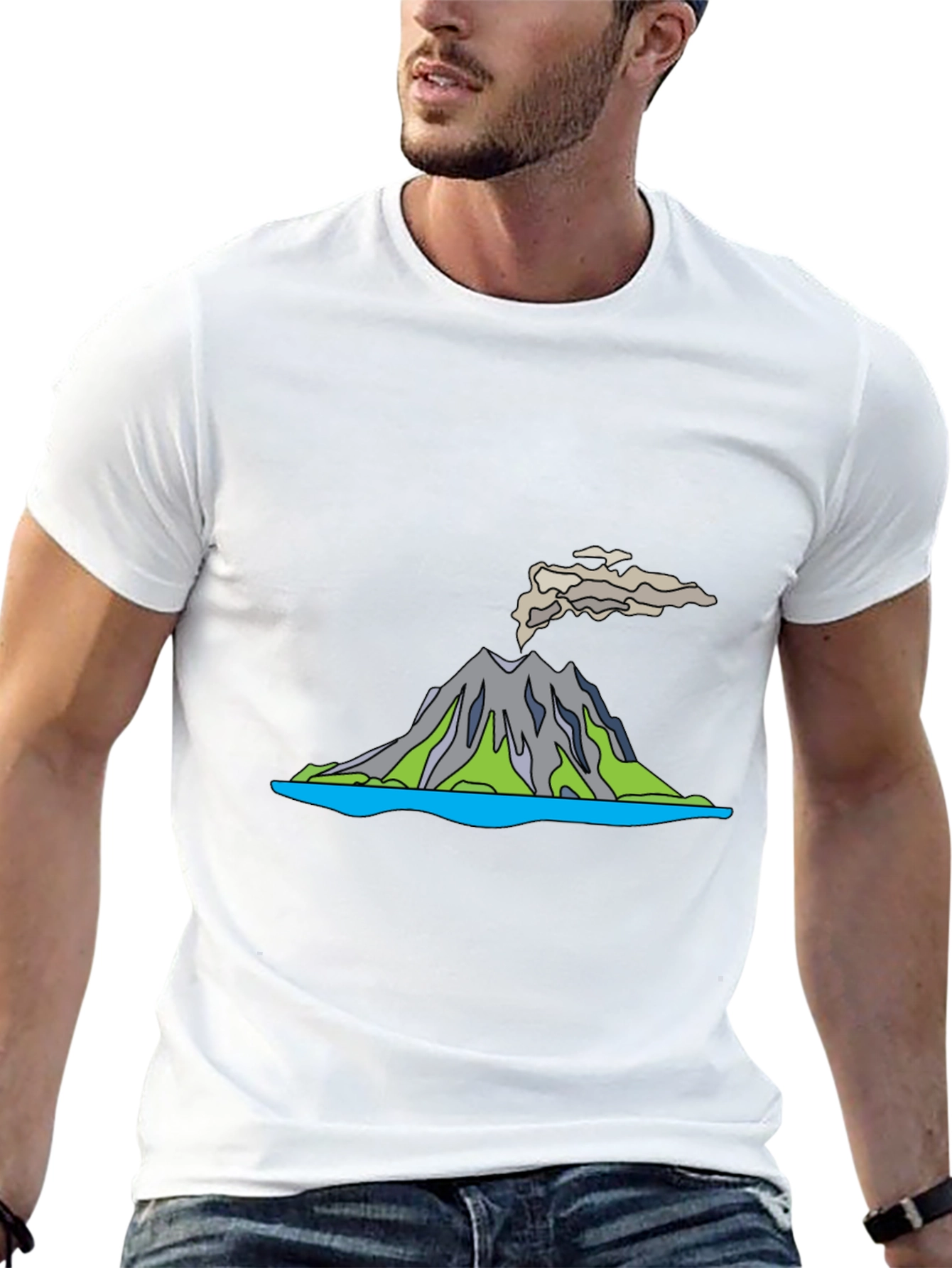 Volcano T-Shirt - Black Crew Neck