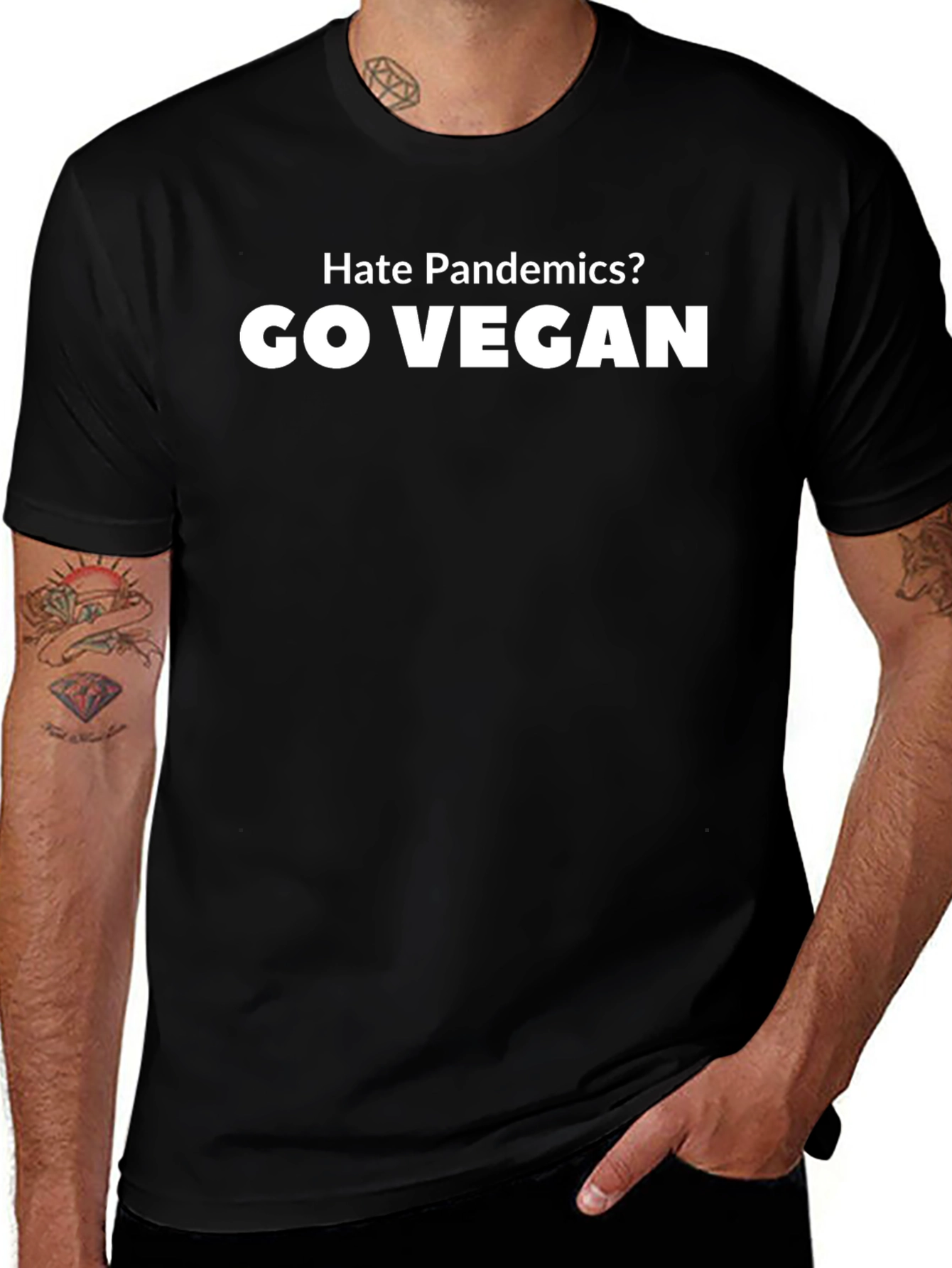 Hate Pandemics? Go Vegan Black Graphic Tee