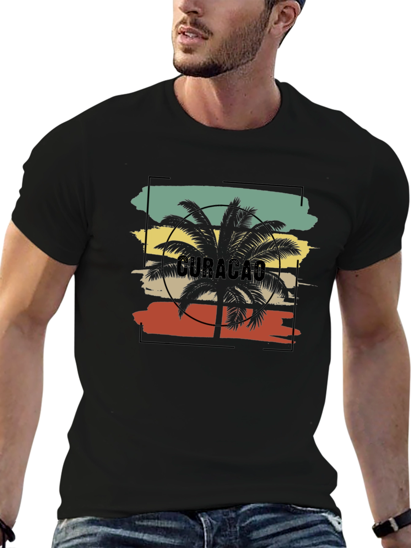 Curacao Palm Tree Graphic Tee - Island Vibes T-Shirt