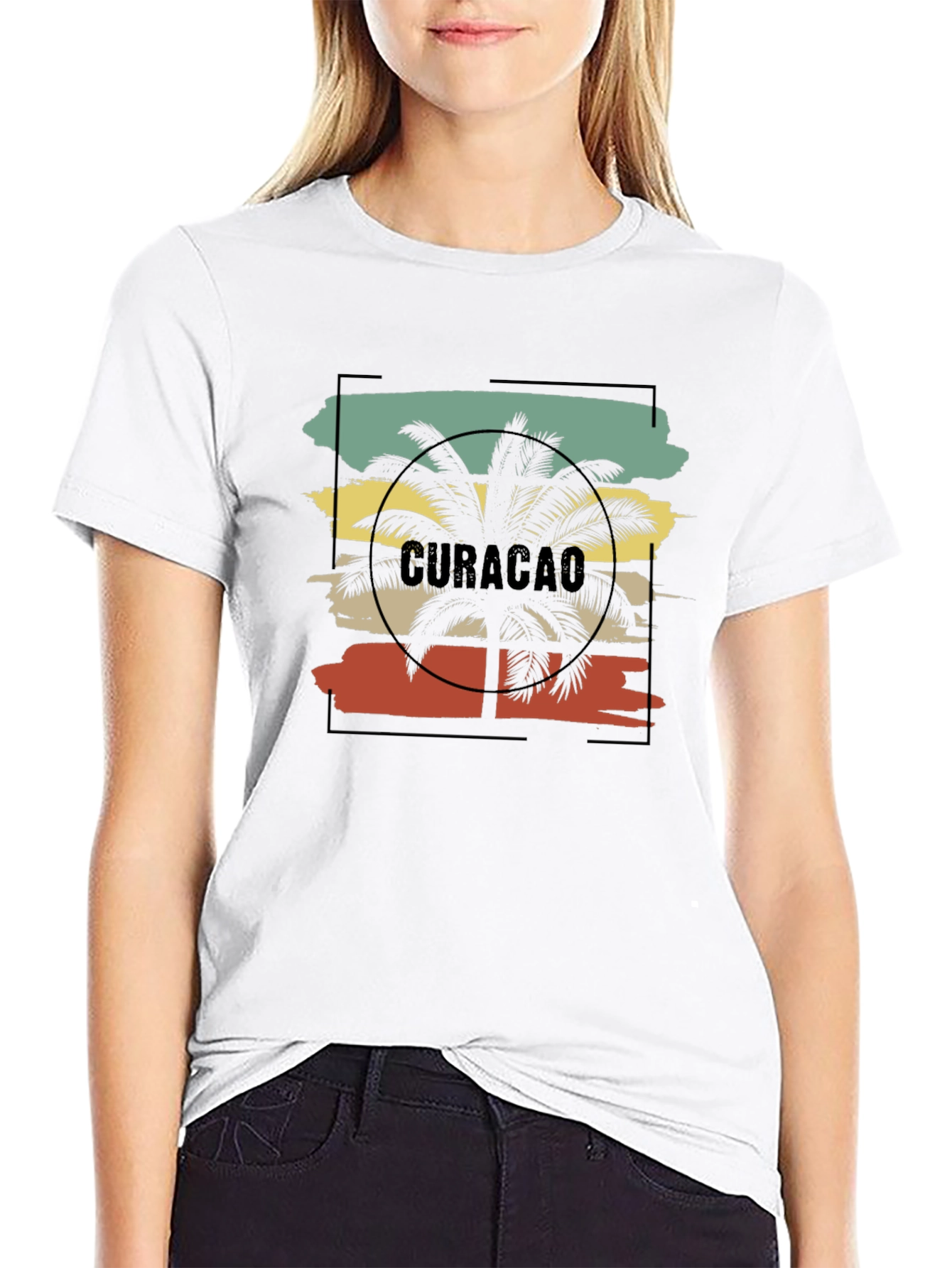 Curacao Palm Tree Graphic Tee - Island Vibes T-Shirt