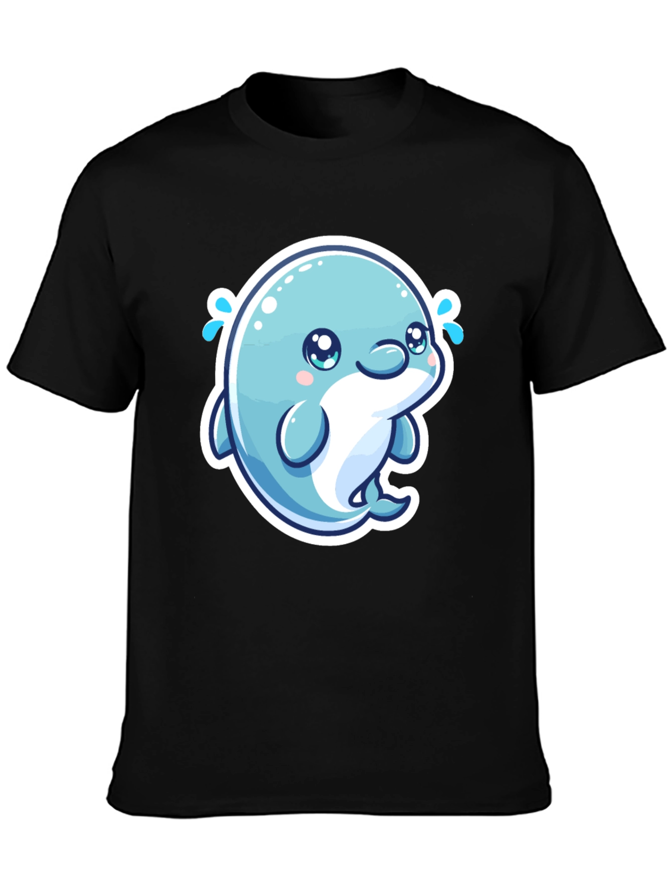 Cute Dolphin Graphic Tee - Soft Cotton Black T-Shirt