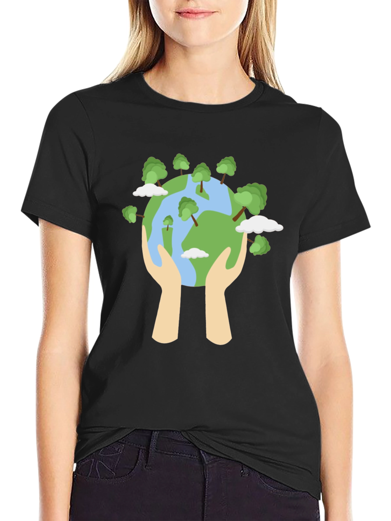 Eco-Friendly World Graphic Black T-Shirt
