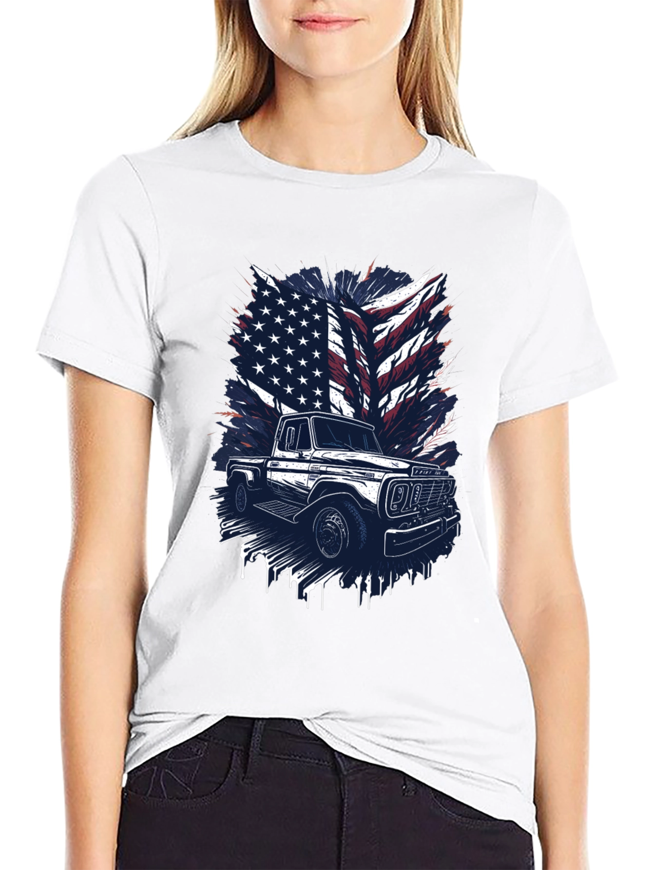 American Flag Truck Graphic T-Shirt