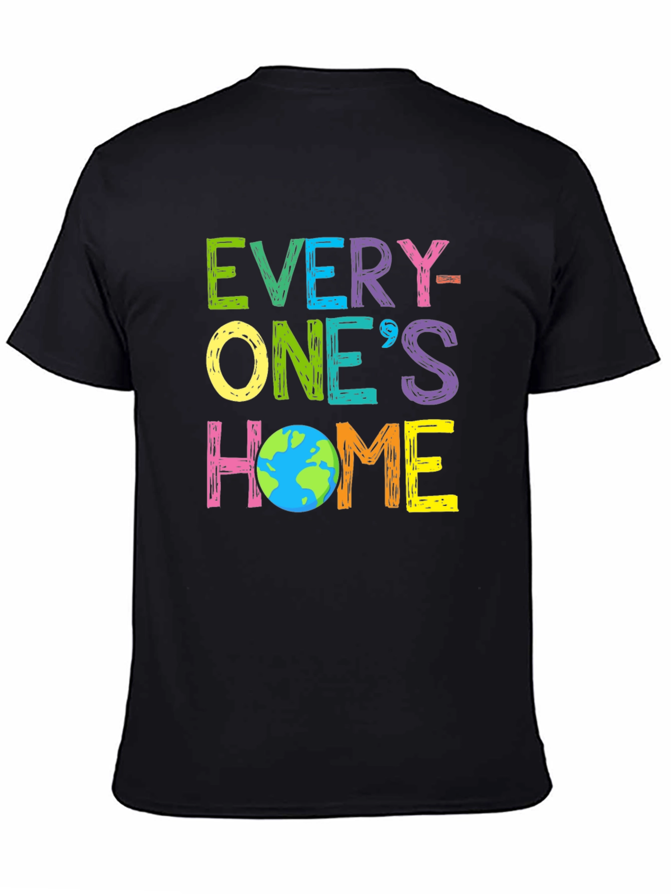 Everyones Home Earth T-Shirt - Black Cotton Tee