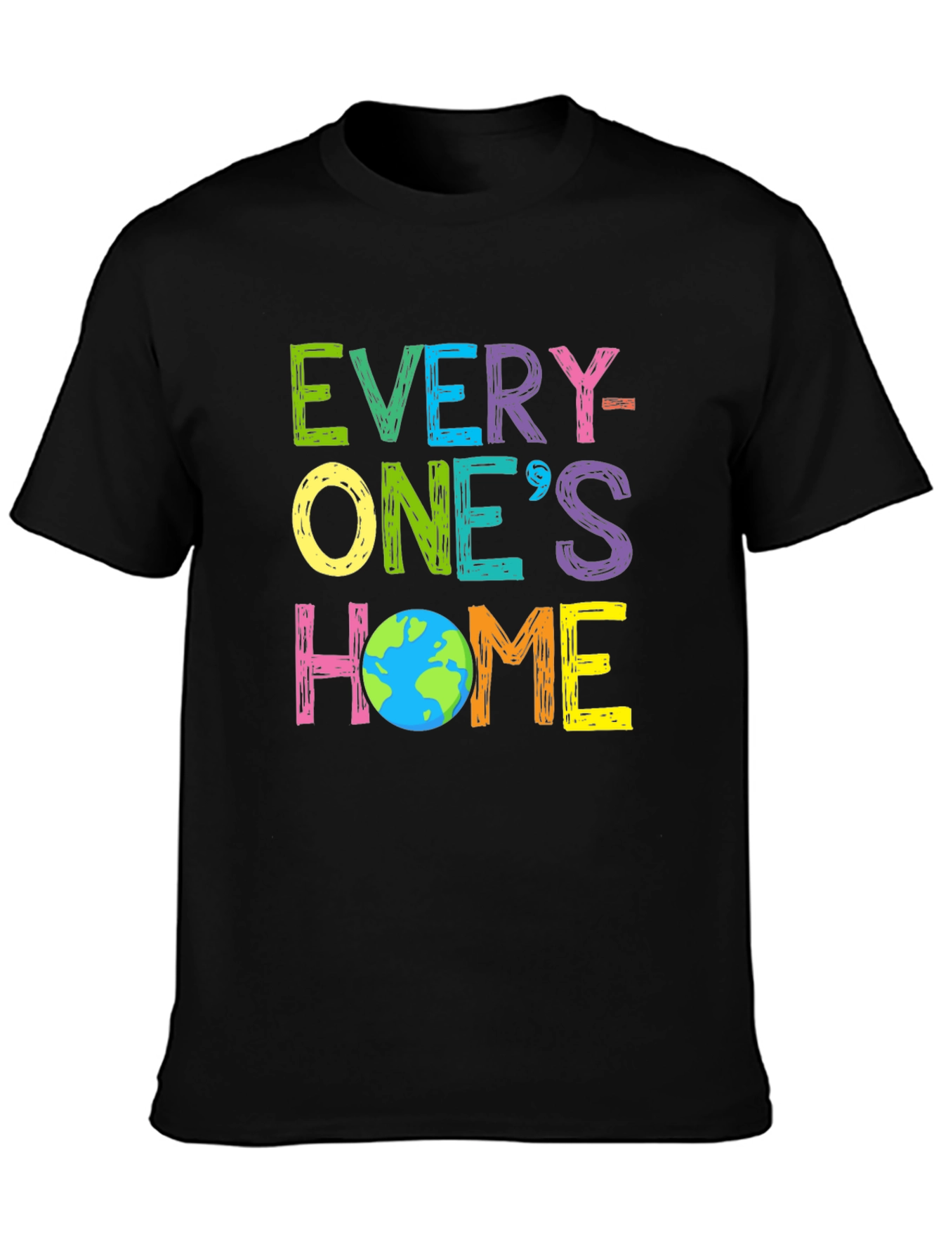 Everyones Home Earth T-Shirt - Black Cotton Tee