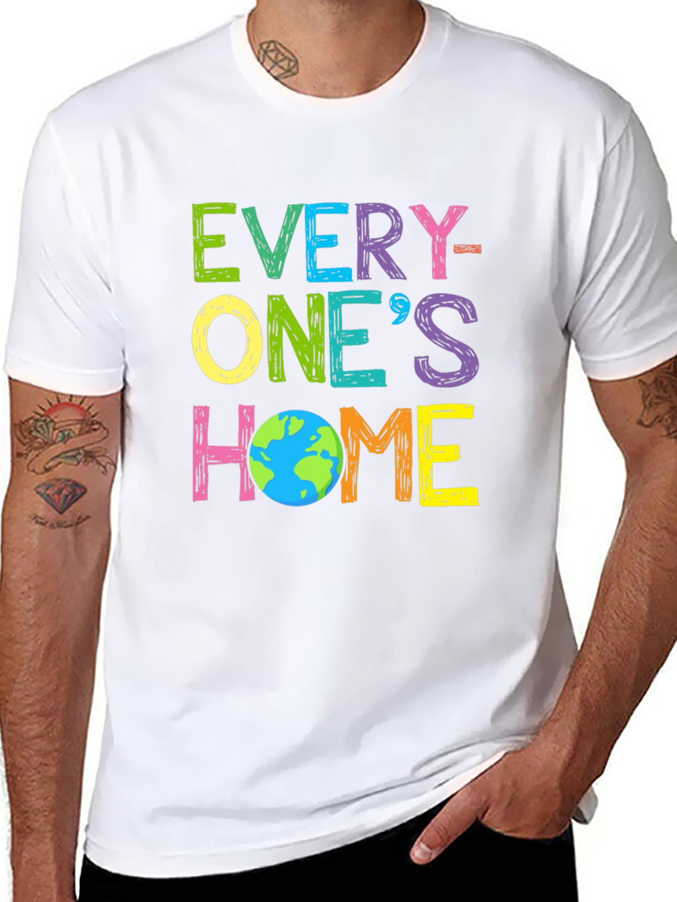 Everyones Home Earth T-Shirt - Black Cotton Tee