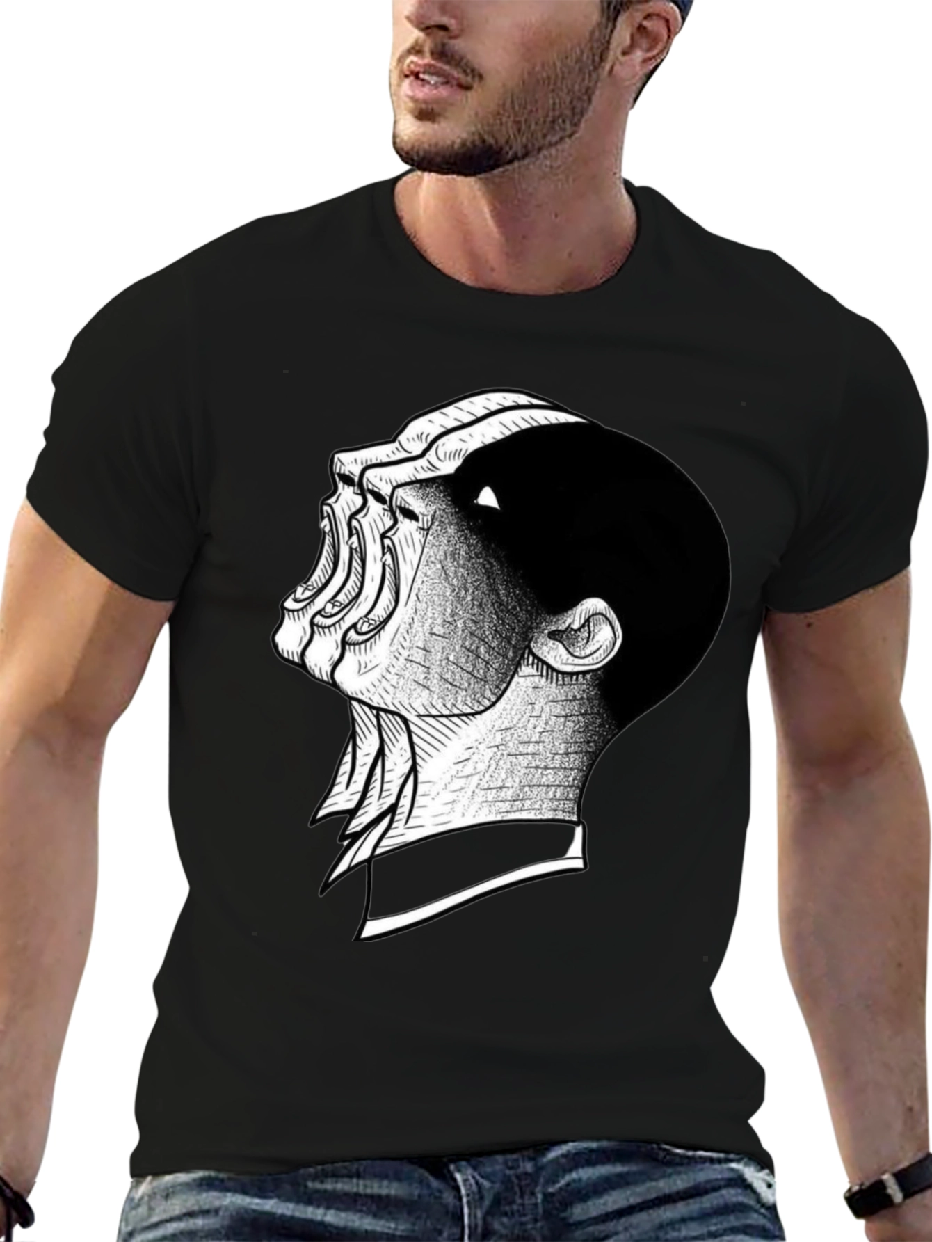 Distorted Scream Graphic Black T-Shirt