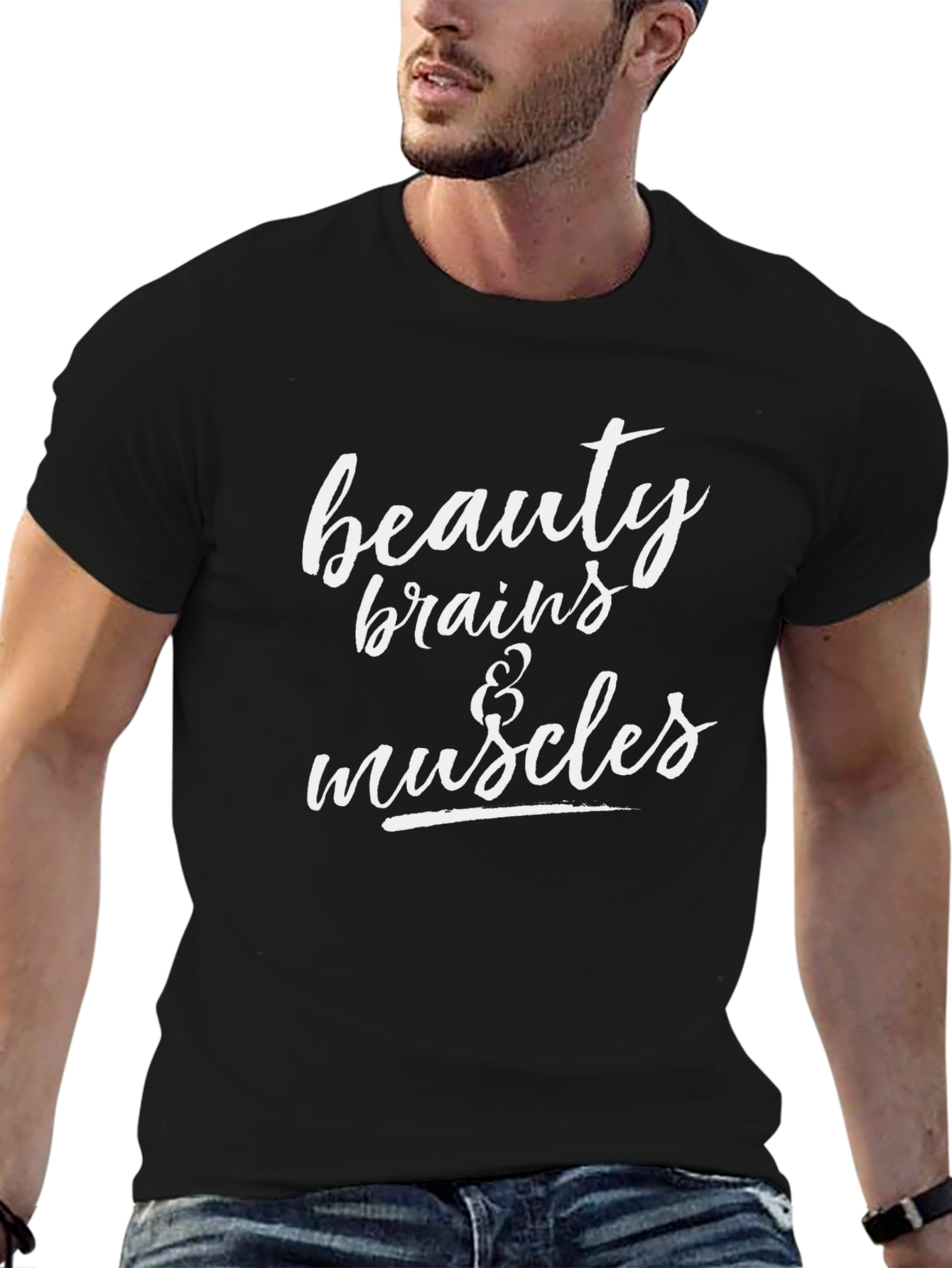 Beauty Brains & Muscles Graphic T-Shirt - Black