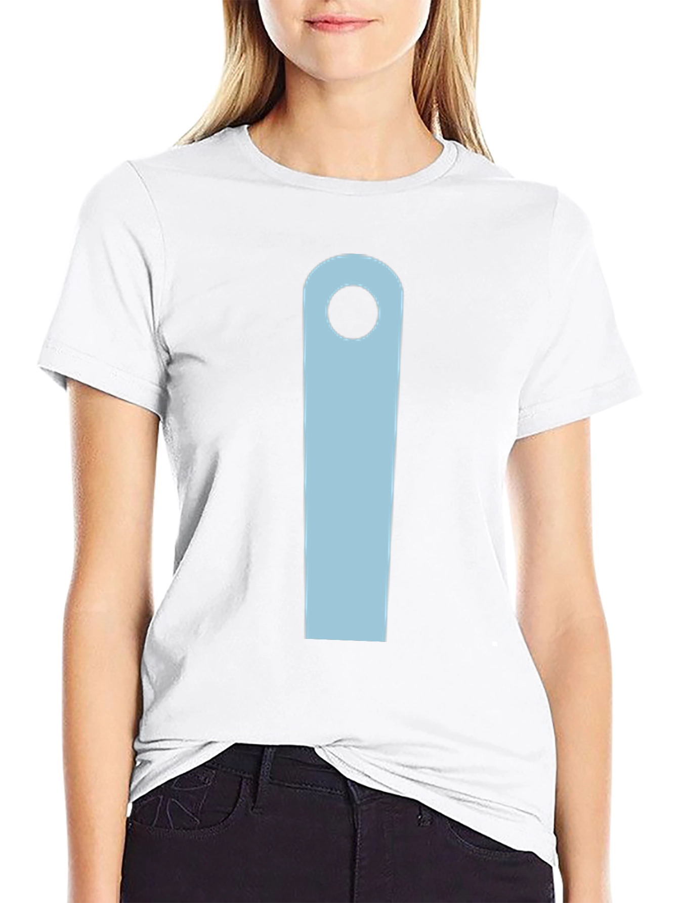 Minimalist Black T-Shirt with Light Blue Design