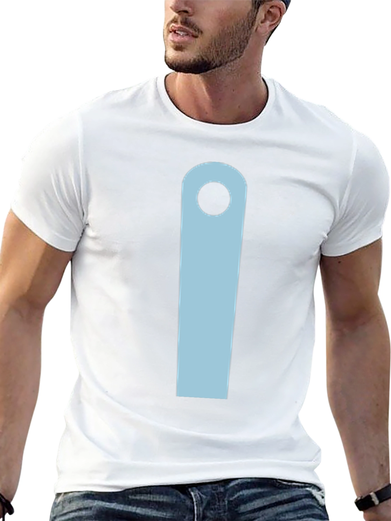 Minimalist Black T-Shirt with Light Blue Design