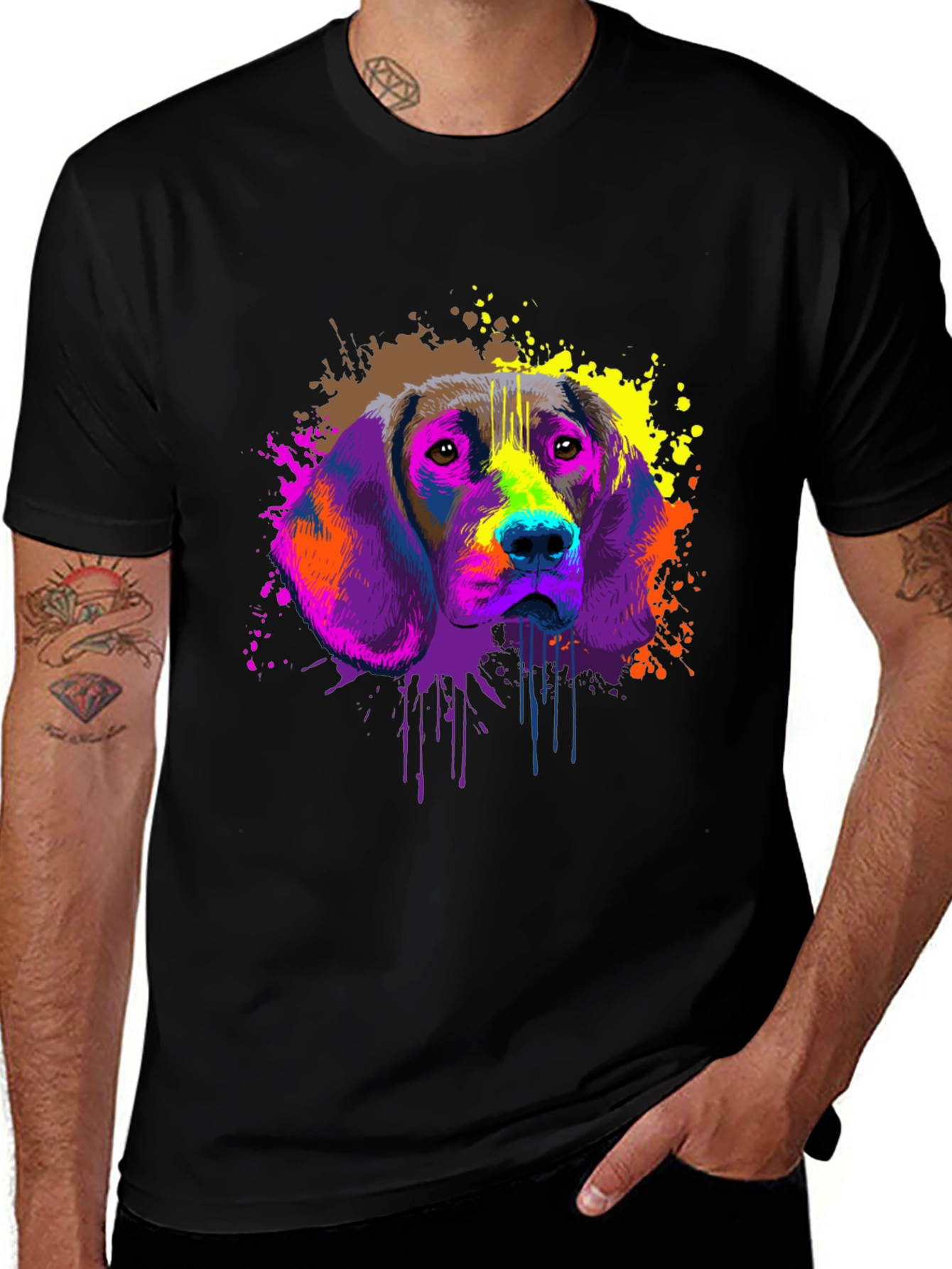 Colorful Dog Graphic T-Shirt