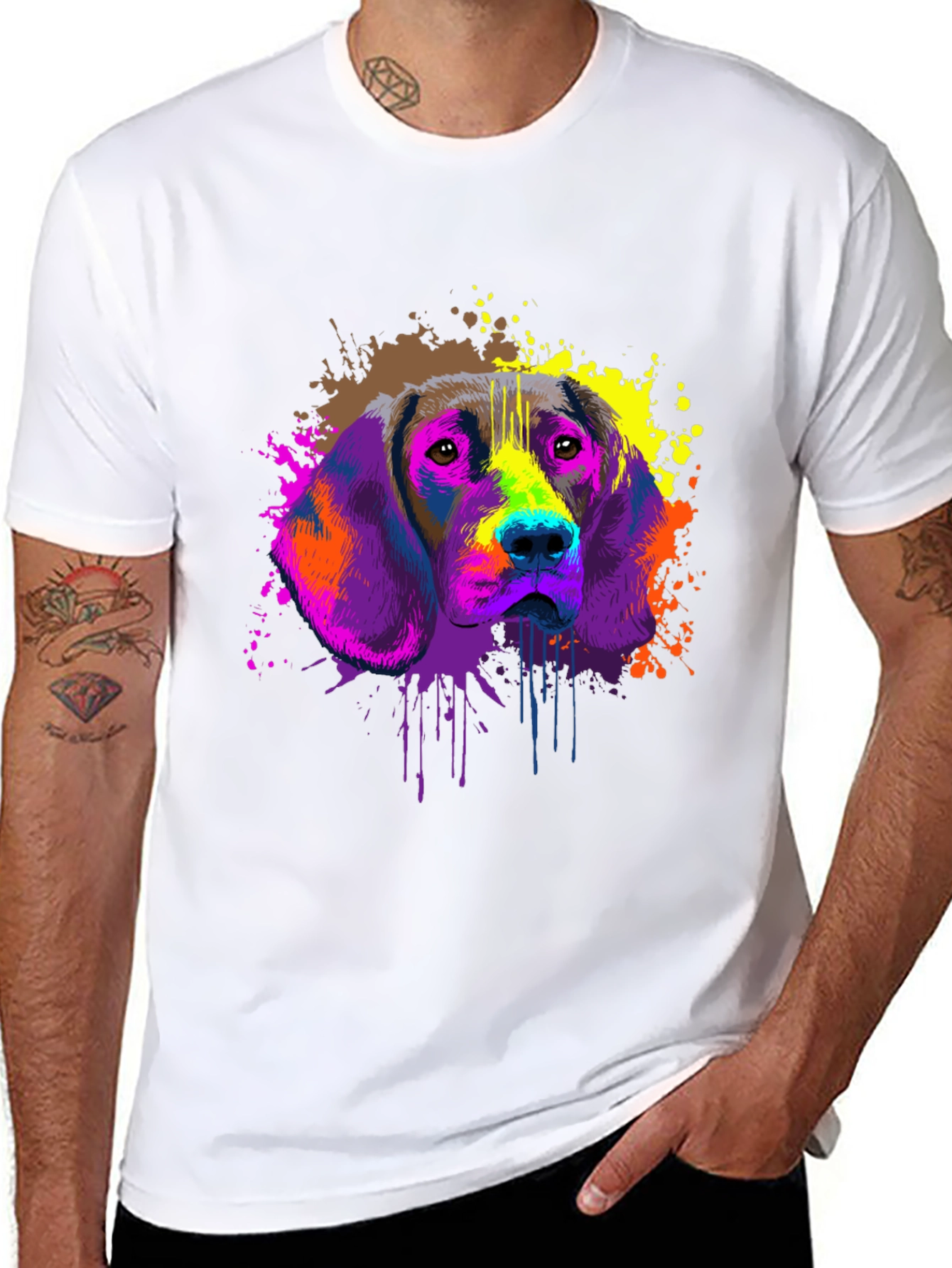 Colorful Dog Graphic T-Shirt