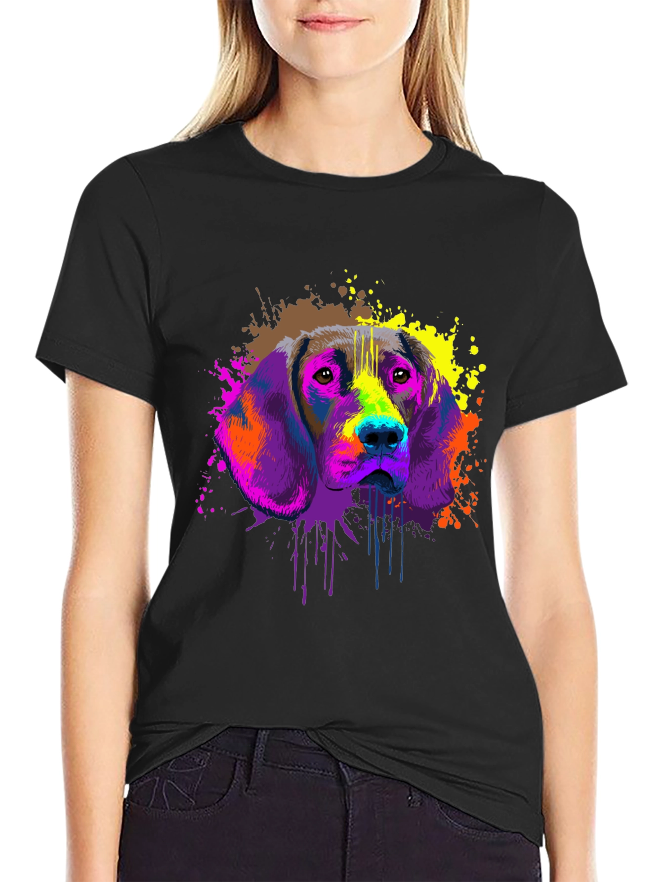 Colorful Dog Graphic T-Shirt