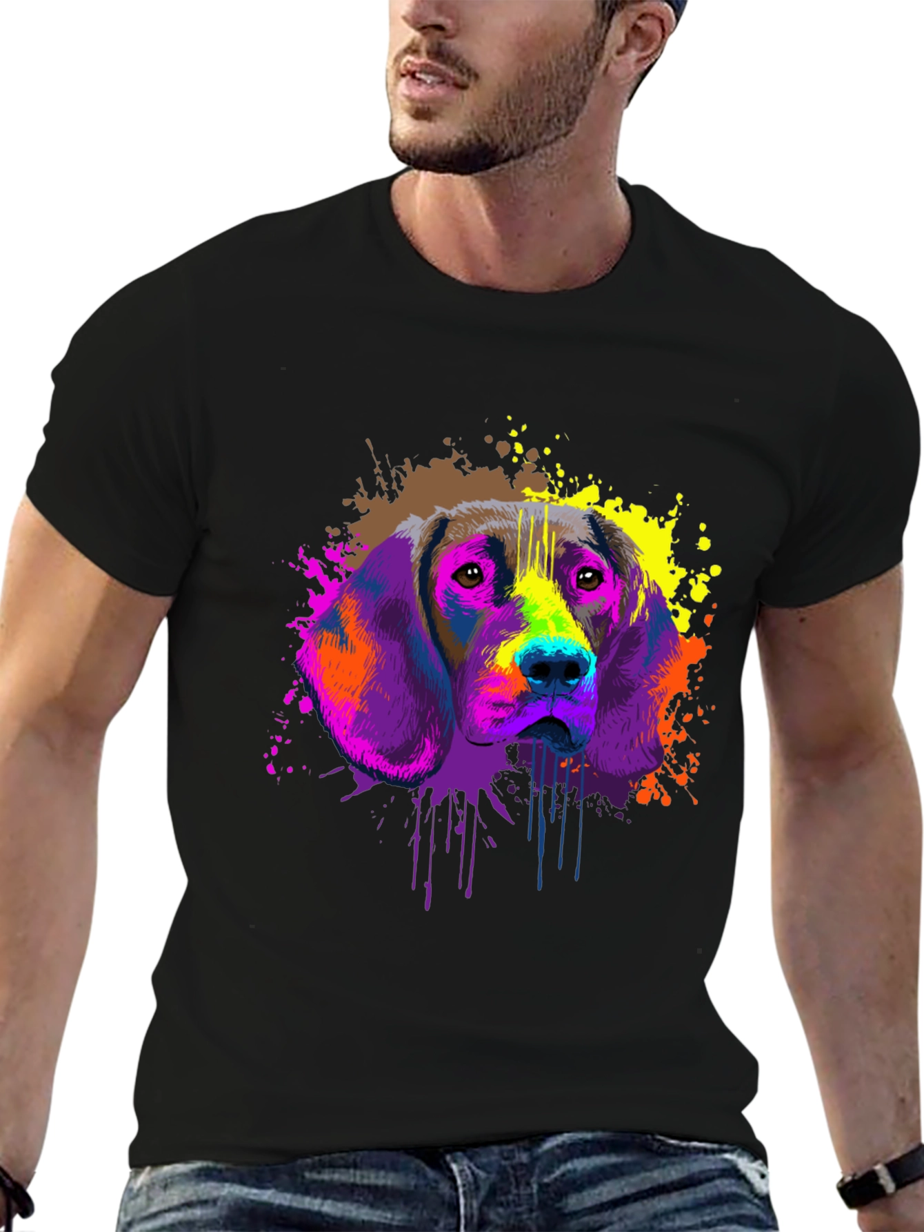 Colorful Dog Graphic T-Shirt