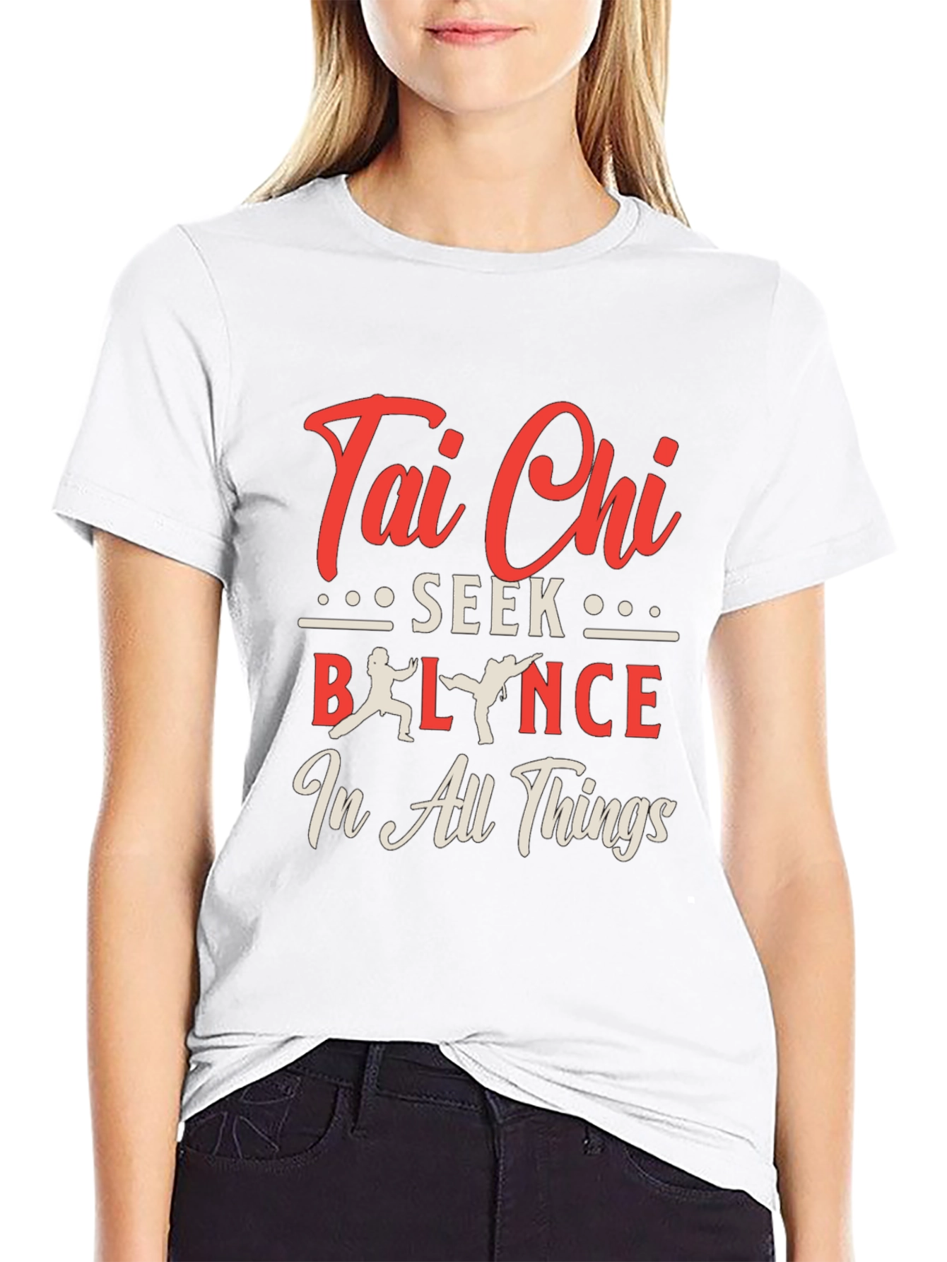 Tai Chi Balance Seek in All Things Black T-Shirt