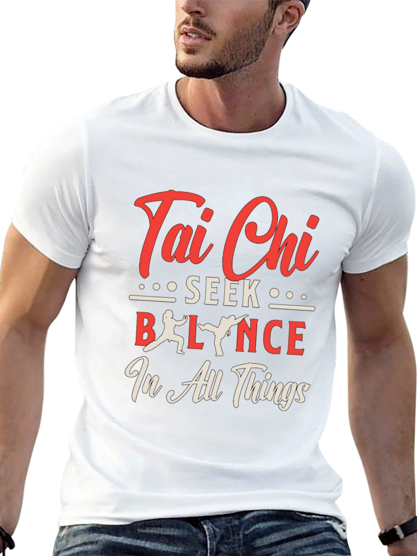 Tai Chi Balance Seek in All Things Black T-Shirt