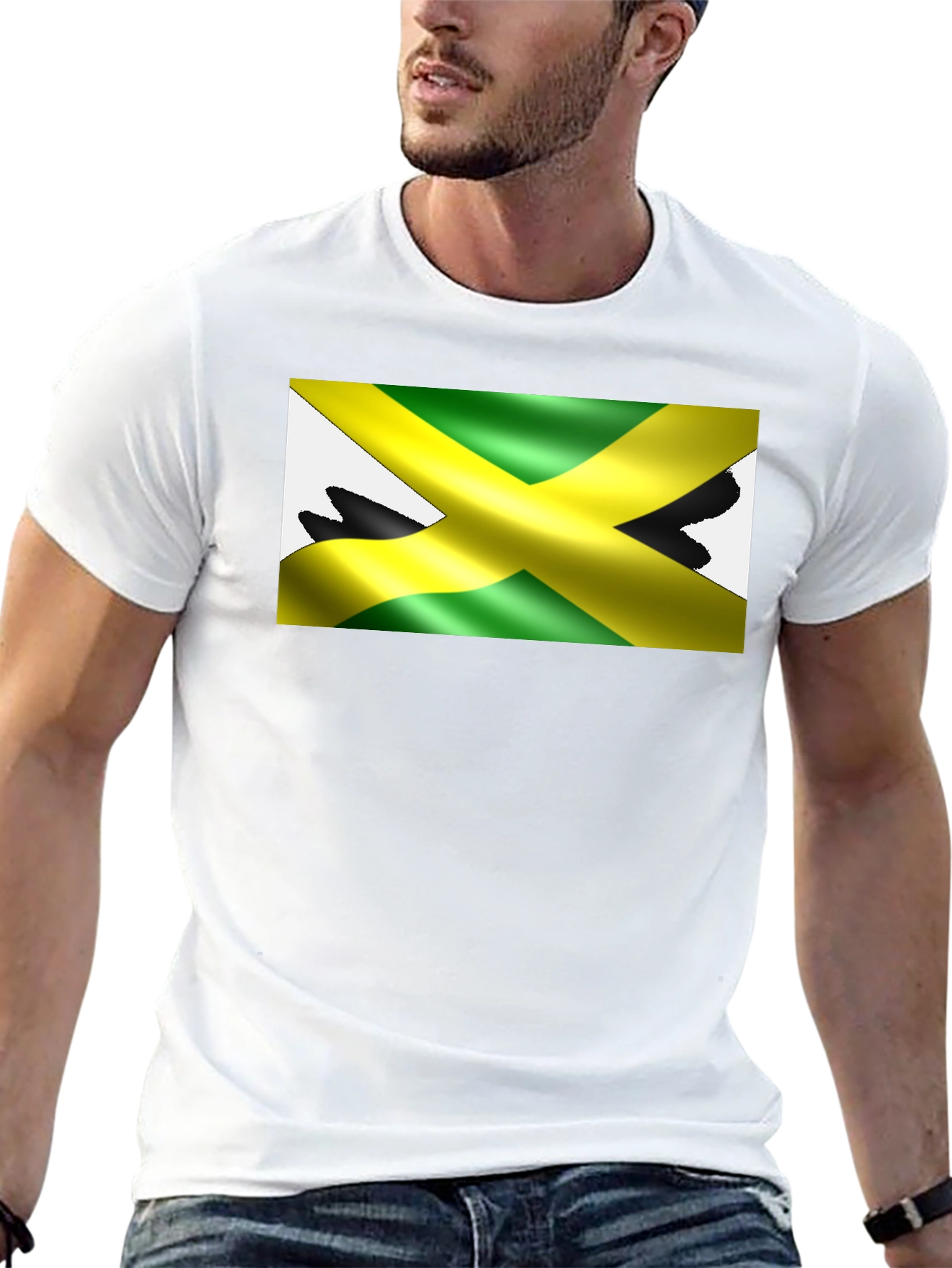 Jamaica Flag T-Shirt - Black Crew Neck Tee