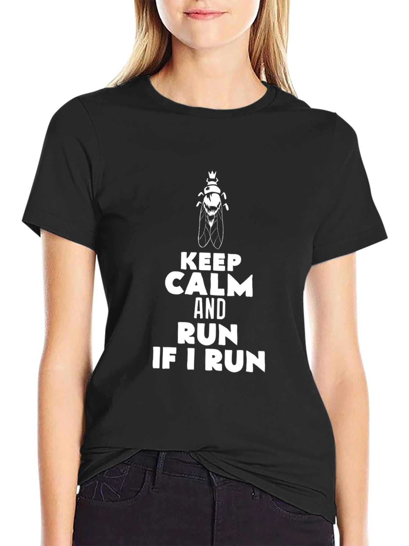 Keep Calm and Run If I Run Black T-Shirt