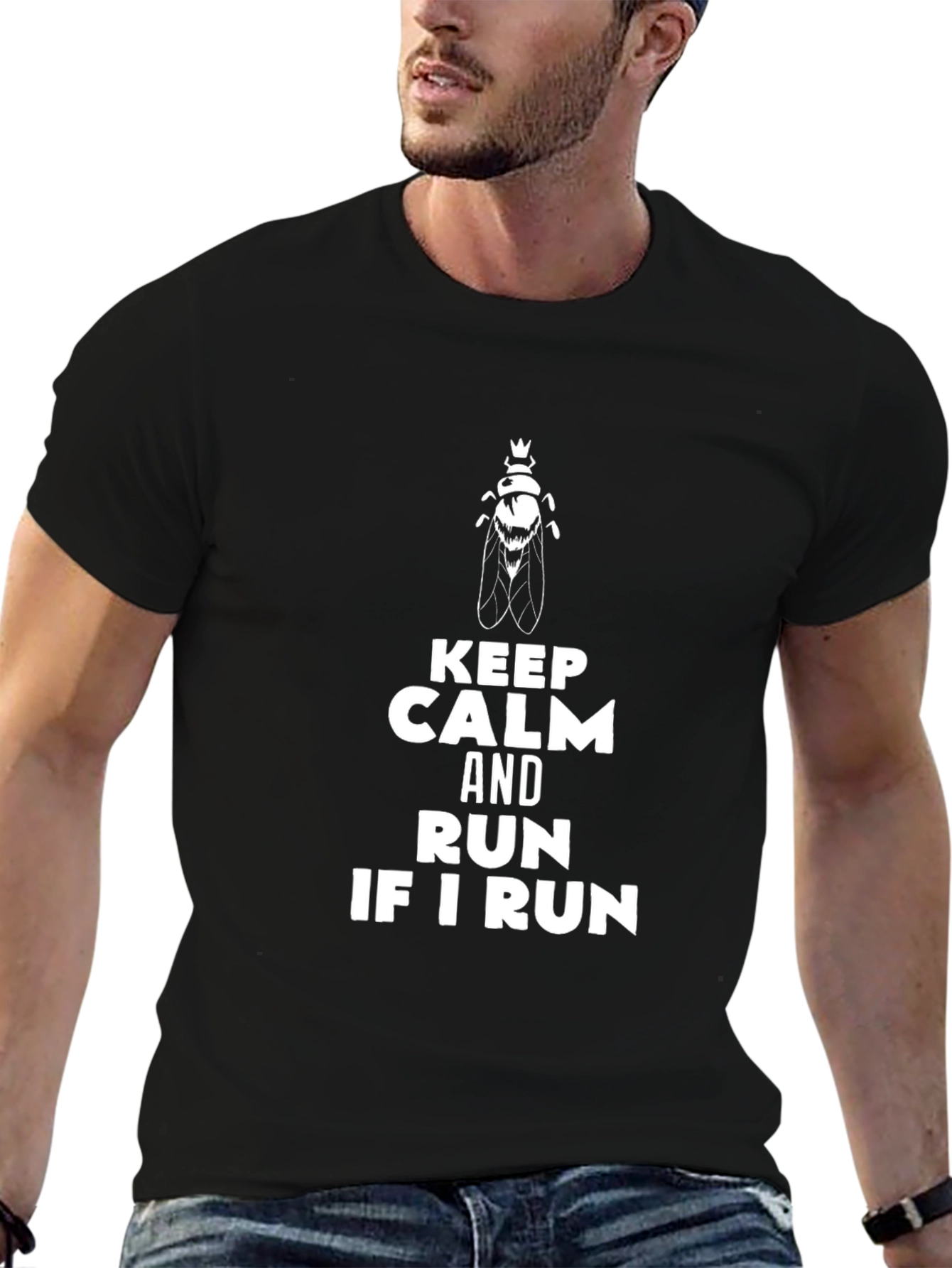 Keep Calm and Run If I Run Black T-Shirt