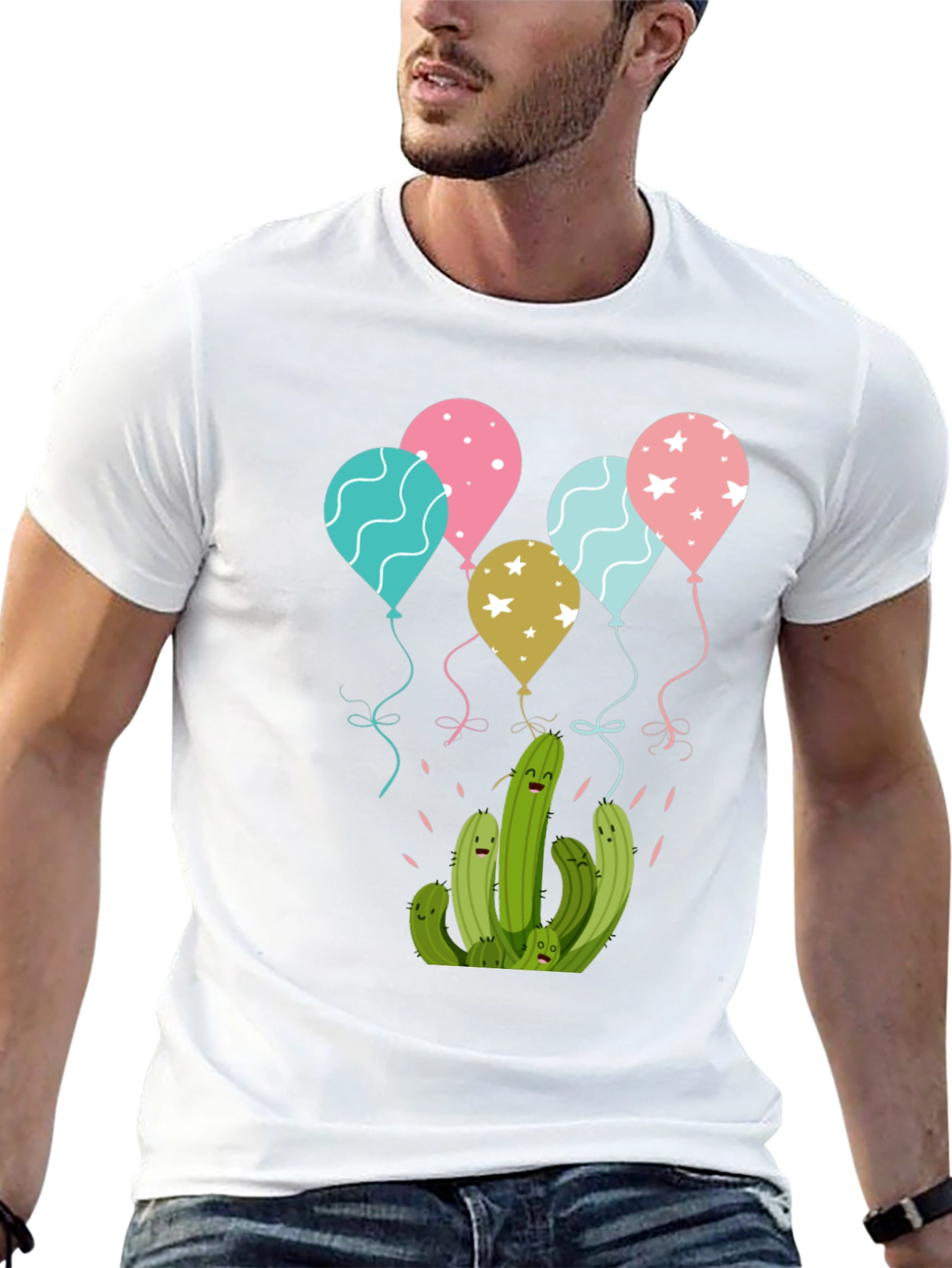 Cactus Balloons Graphic Tee - Black