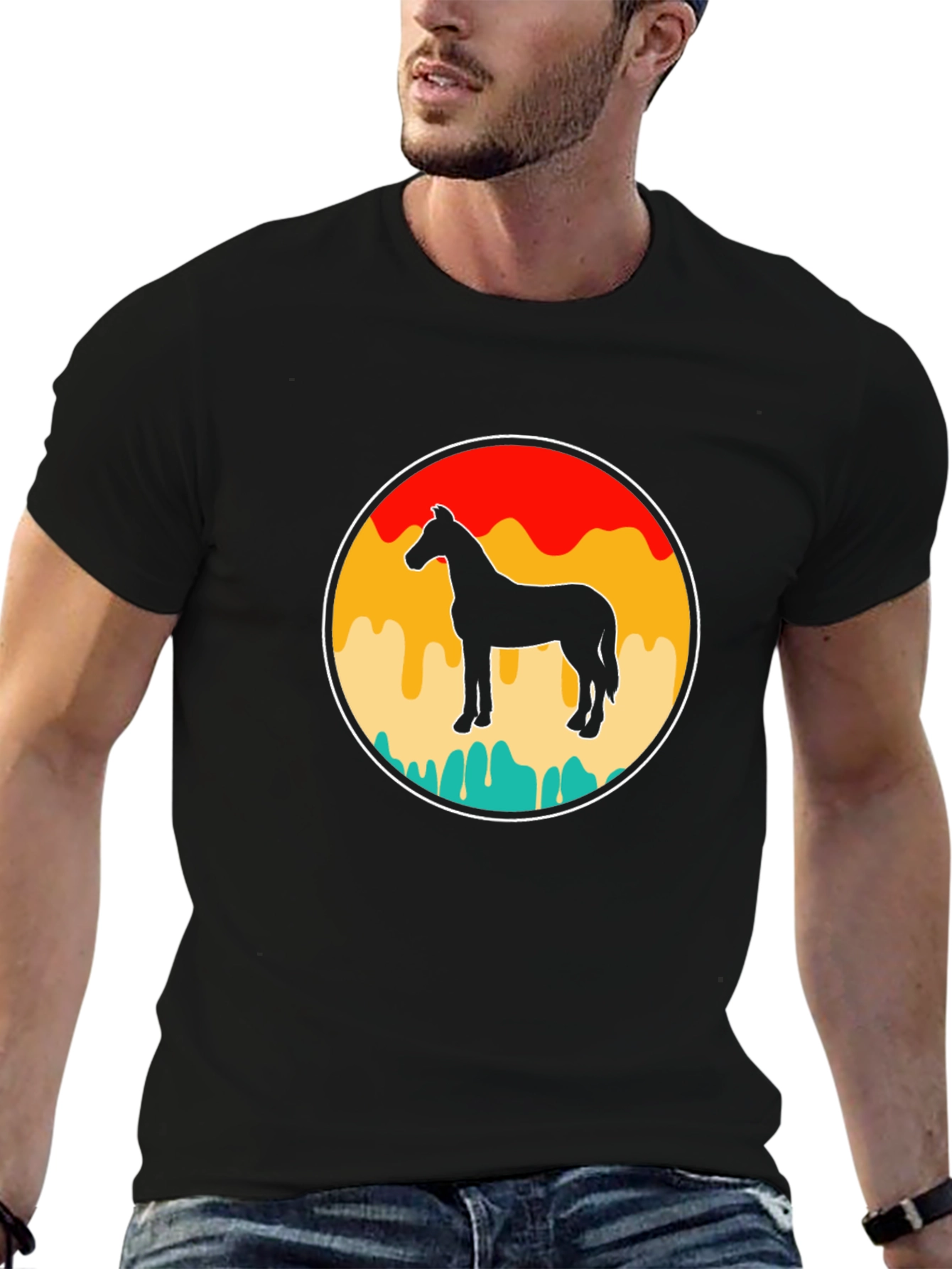 Retro Horse Graphic Tee - Black
