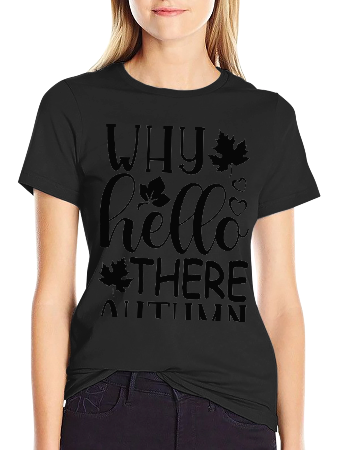 Why Hello There Autumn Black T-Shirt