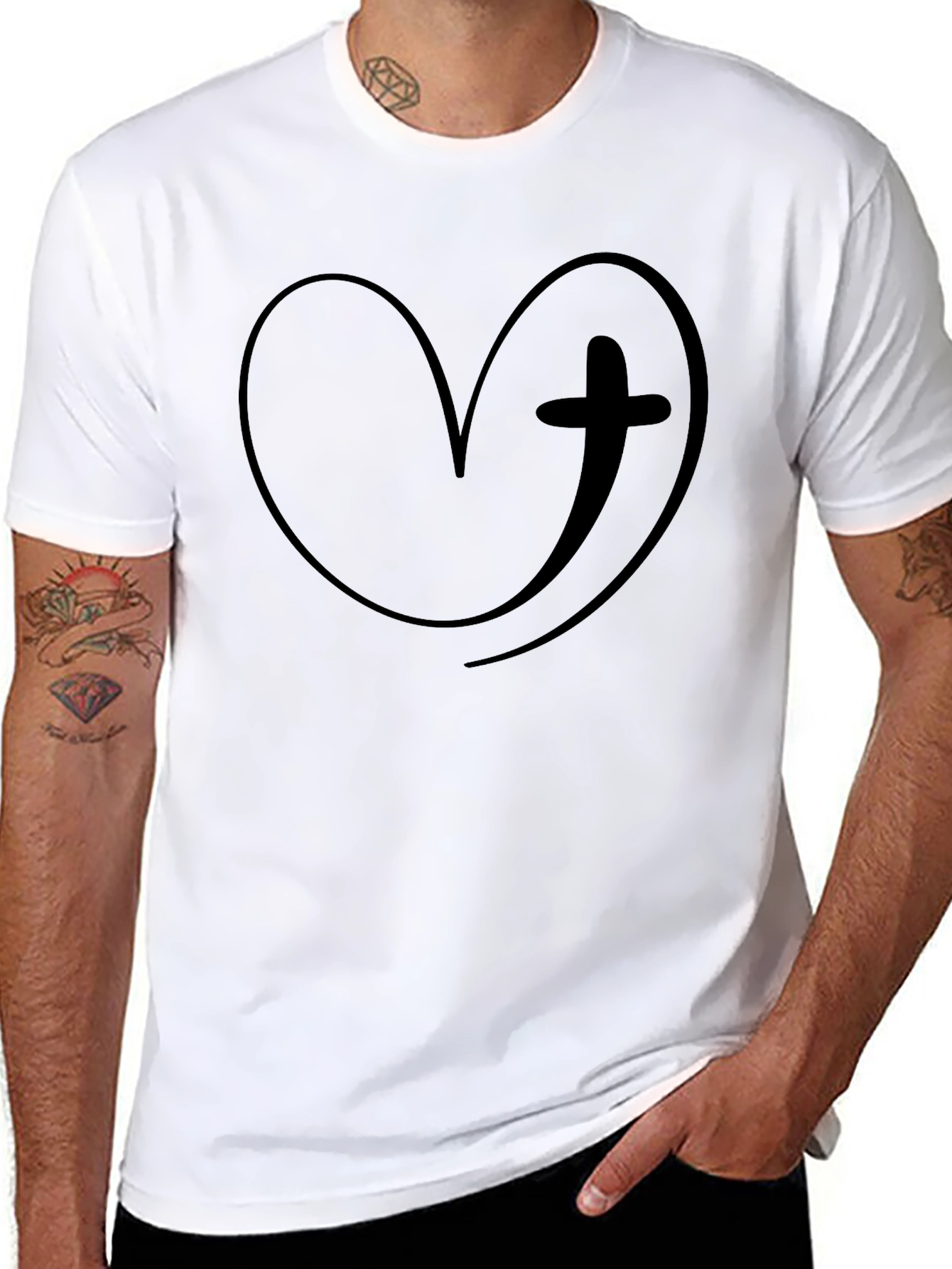 Heart & Cross Graphic Tee - Stylish Christian Apparel