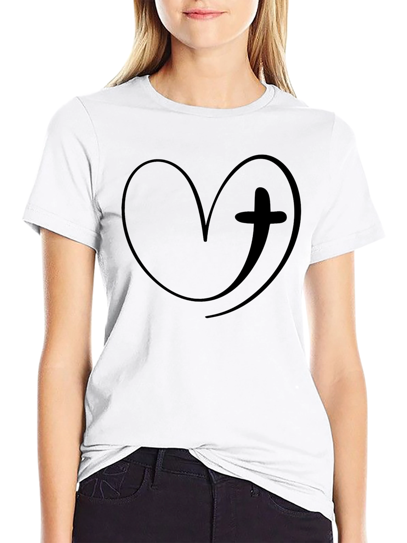 Heart & Cross Graphic Tee - Stylish Christian Apparel