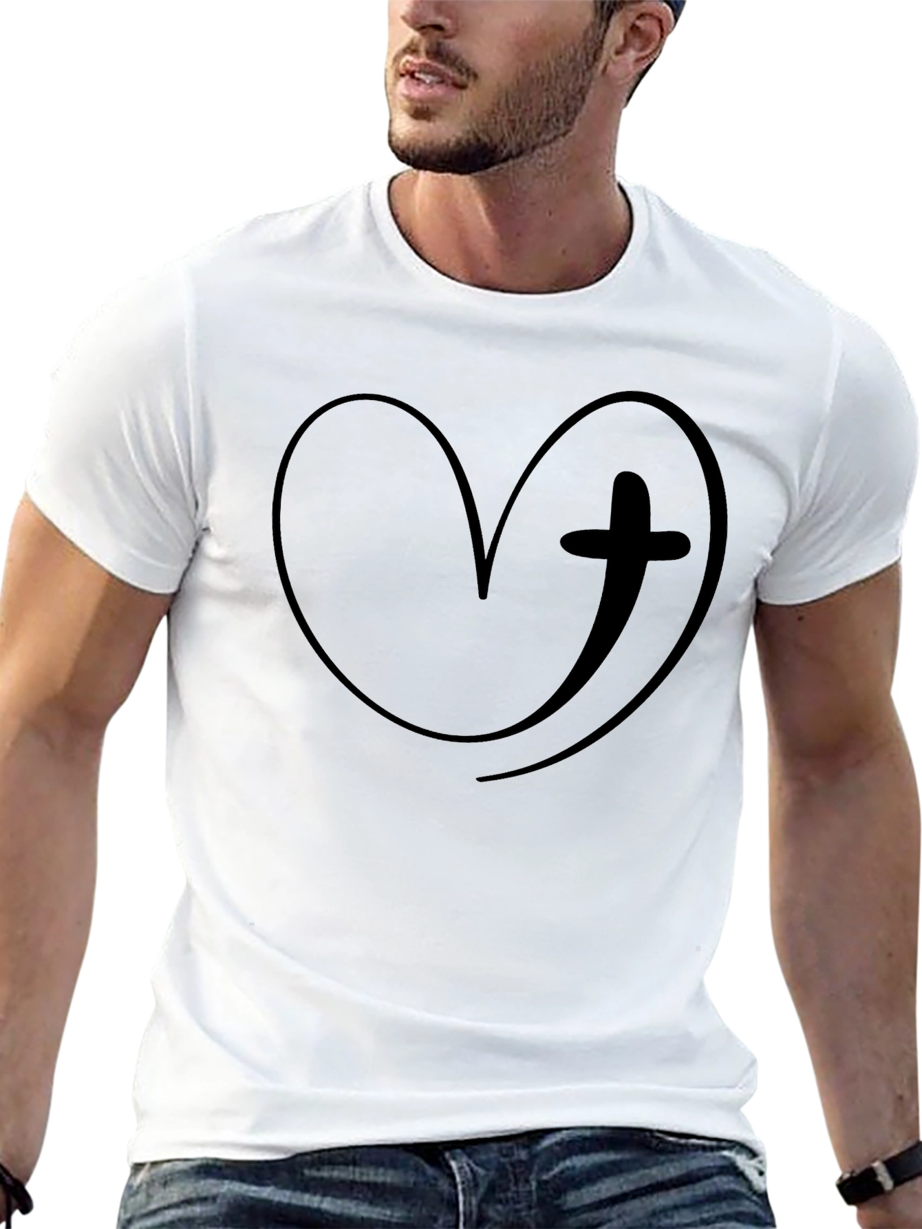 Heart & Cross Graphic Tee - Stylish Christian Apparel