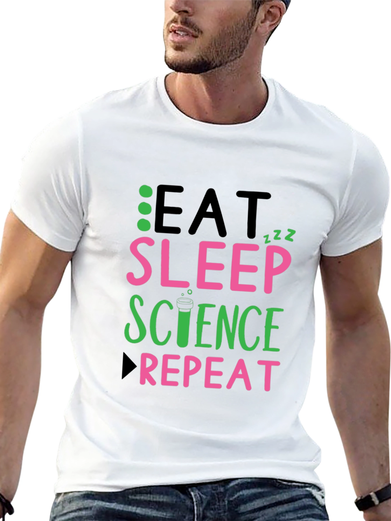 Eat Sleep Science Repeat Black T-Shirt