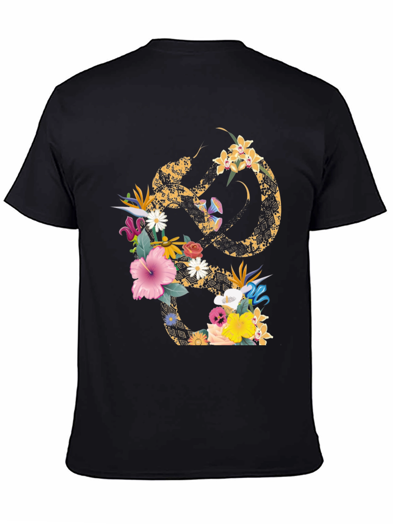 Floral Snake Graphic T-Shirt - Stylish Mens Tee